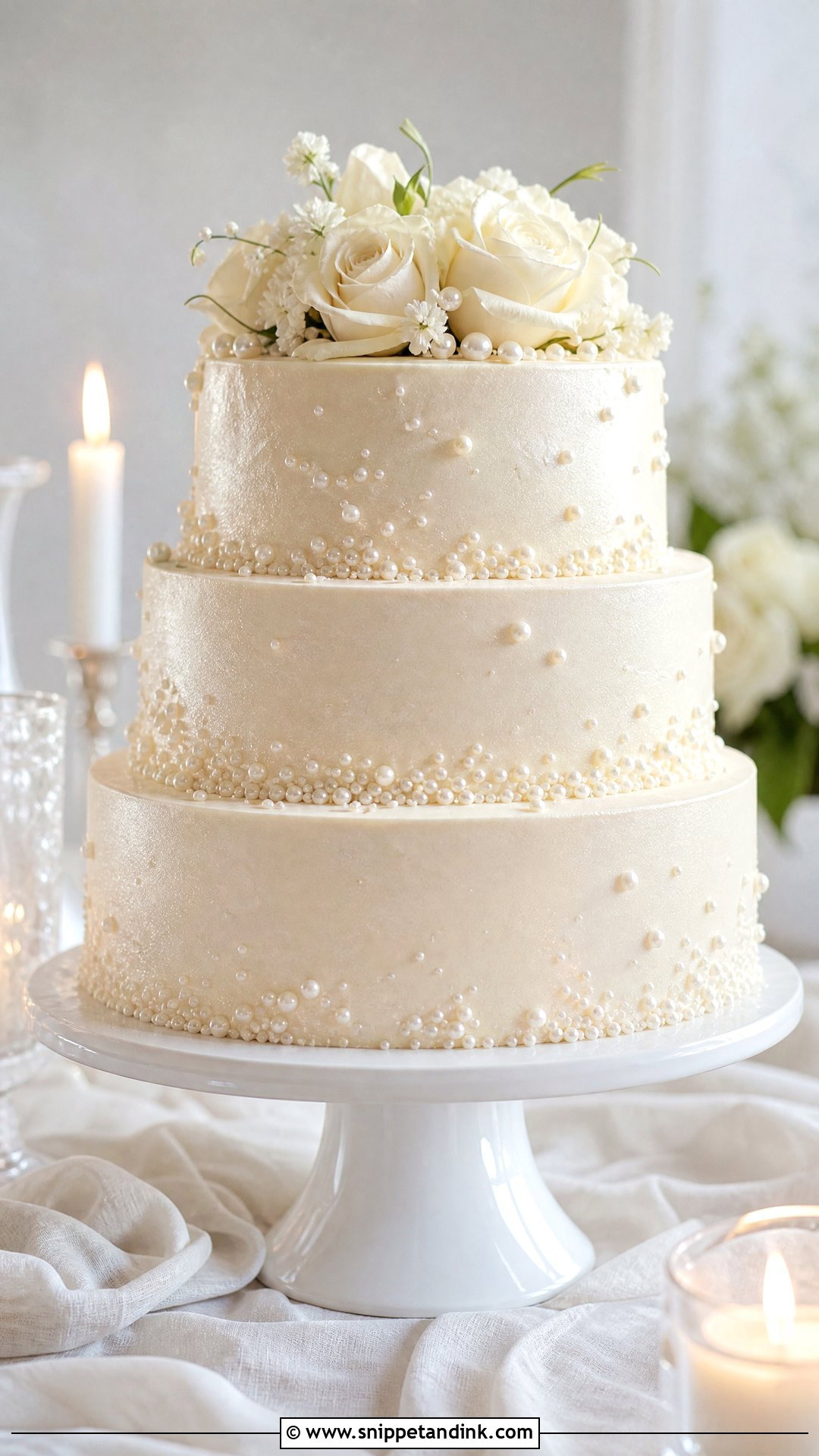Pearl Wedding Cake - Snippet and Ink - 30 Aesthetic Cake Inspo Ideas for Wedding