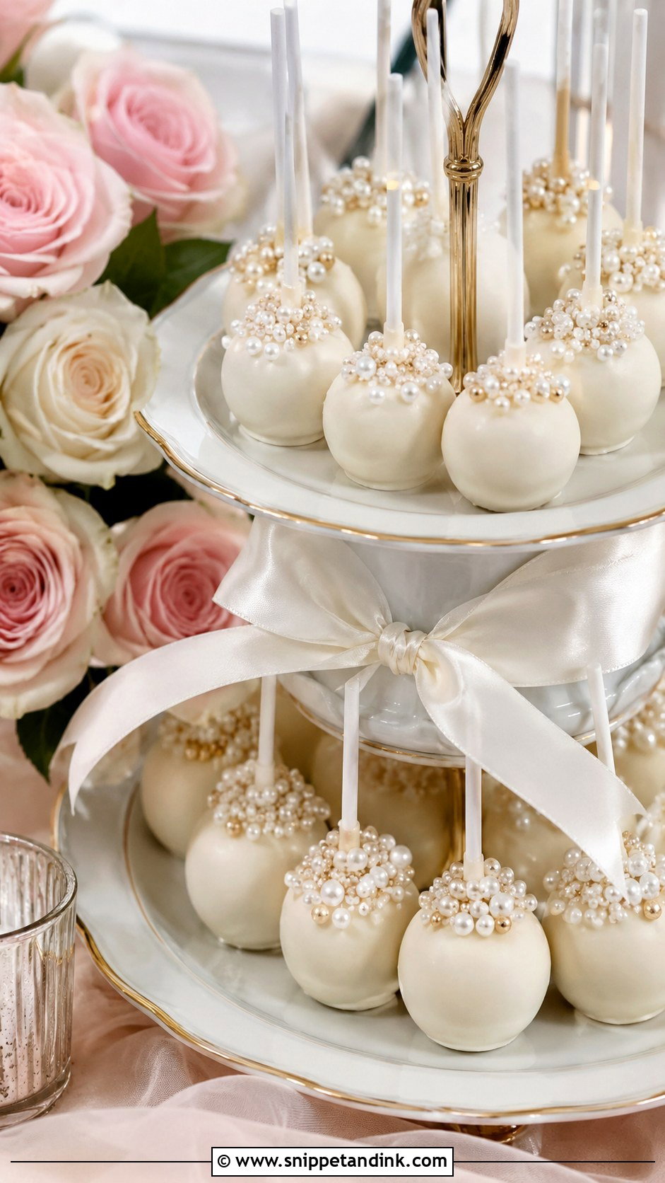 Pearl Wedding Cake Pops - Snippet and Ink - 30 Cake Pops Ideas for Wedding