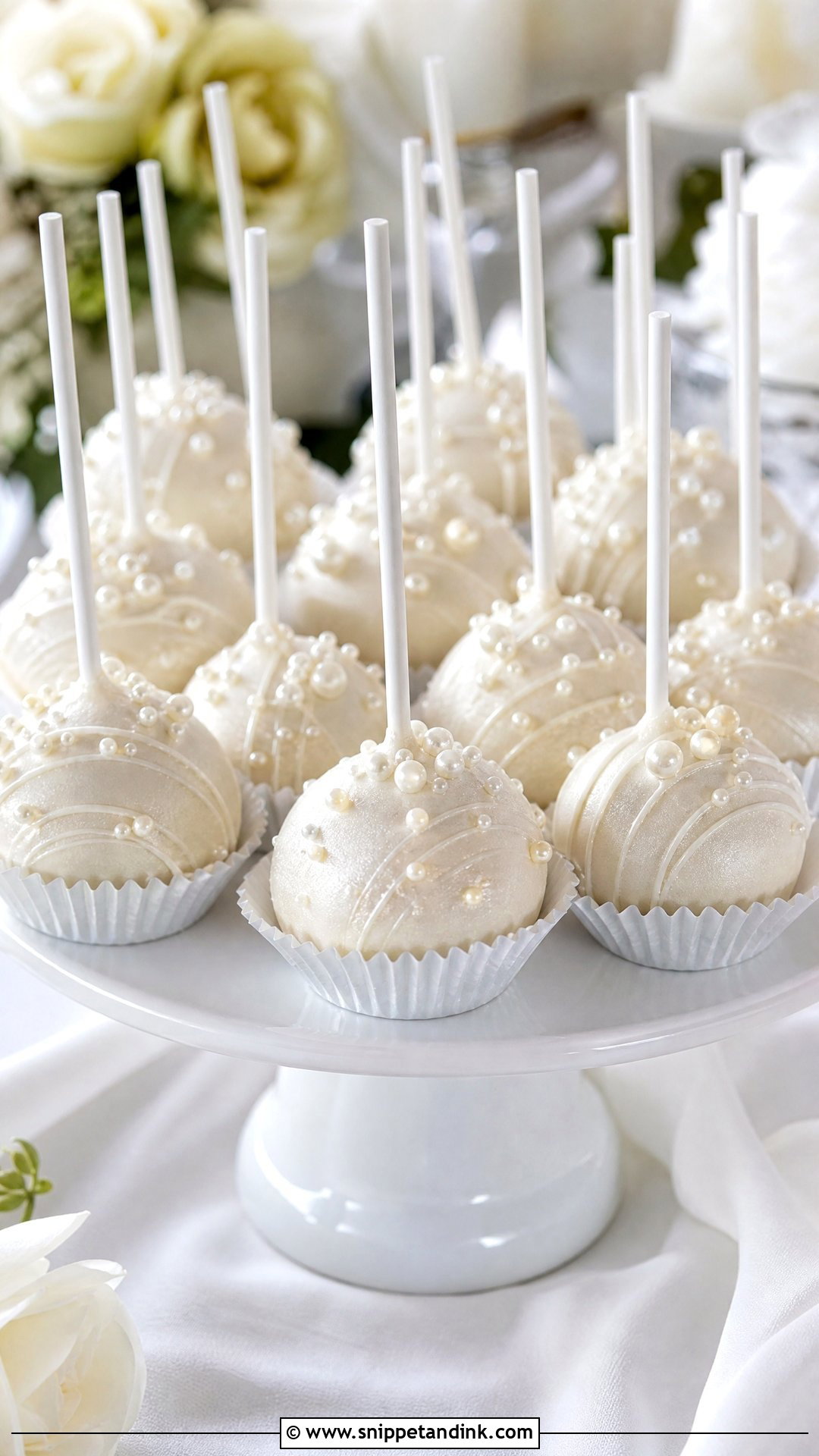 Pearl Wedding Cake Pops - Snippet and Ink - 20 Wedding Cake Pops