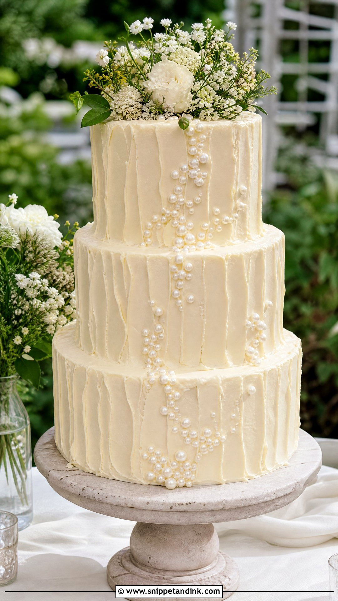 Pearl Wedding Cake With Buttercream Texture - Snippet and Ink - 20 Pearl Wedding Cake Ideas
