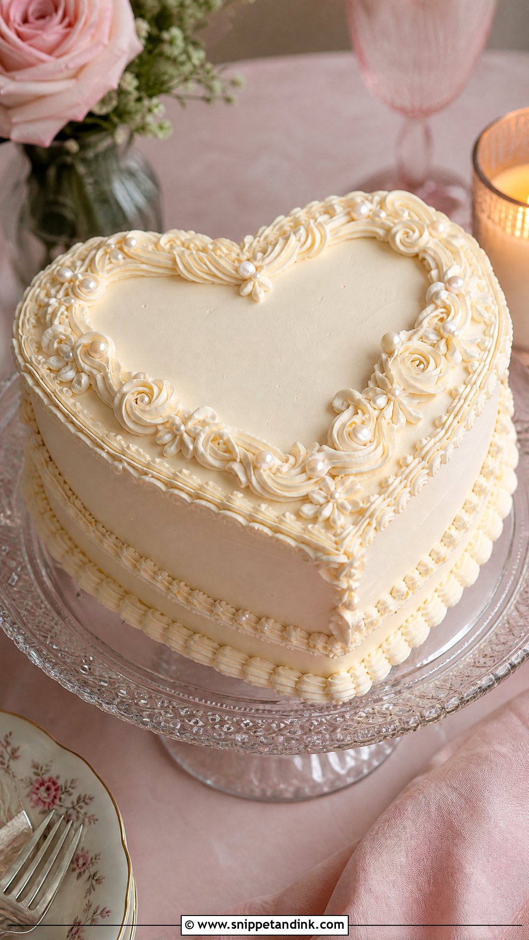 Pearl Wedding Cake With Heart Shape - Snippet and Ink - 20 Pearls Cake Ideas for Wedding
