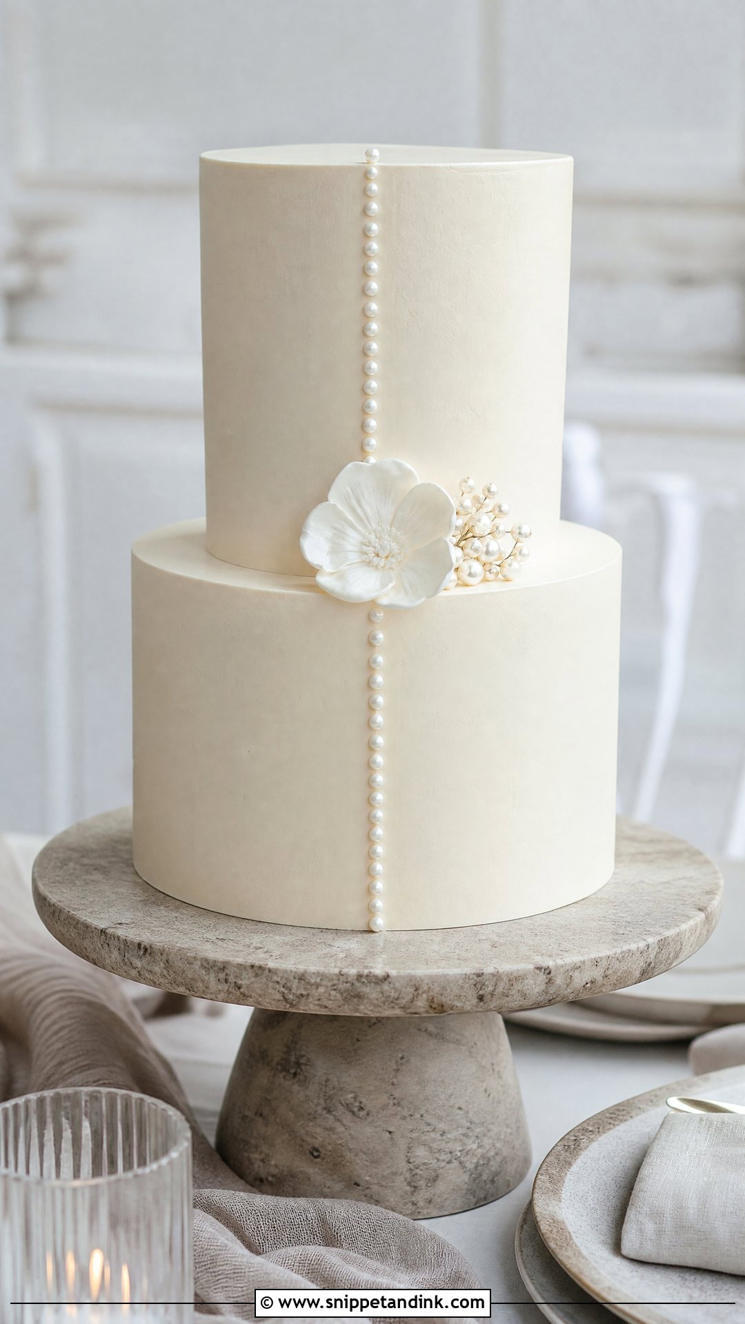 Pearl Wedding Cake With Minimalist Style - Snippet and Ink - 20 Pearls Cake Ideas for Wedding