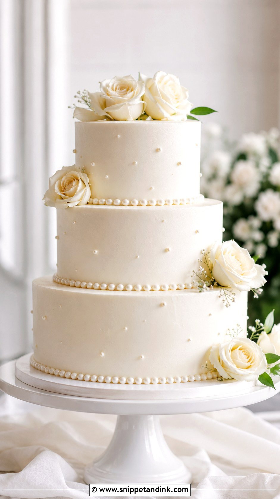 Pearl Wedding Cake With Smooth Buttercream - Snippet and Ink - 20 Pearls on Wedding Cake Ideas