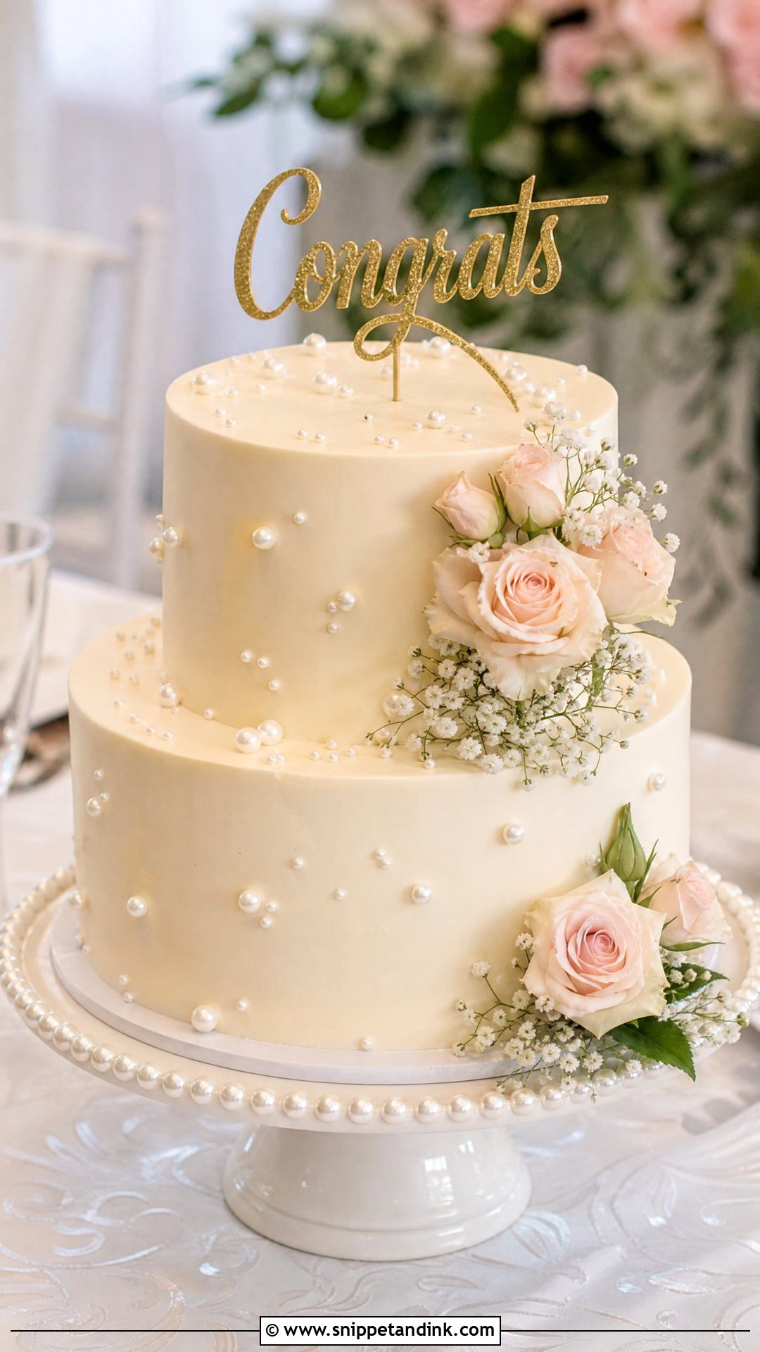 Pearl Wedding Congrats Cake - Snippet and Ink - 30 Congrats Cake Ideas for Wedding