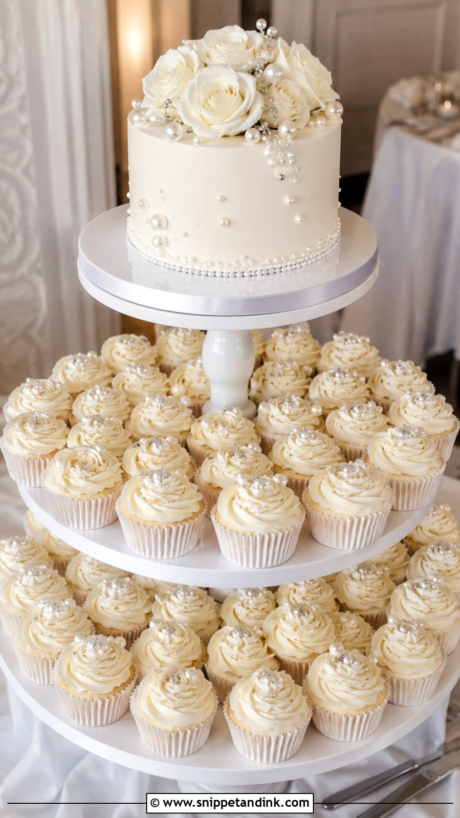 Pearl Wedding Cupcake Cake - Snippet and Ink - 20 Large Cupcake Cakes for Wedding