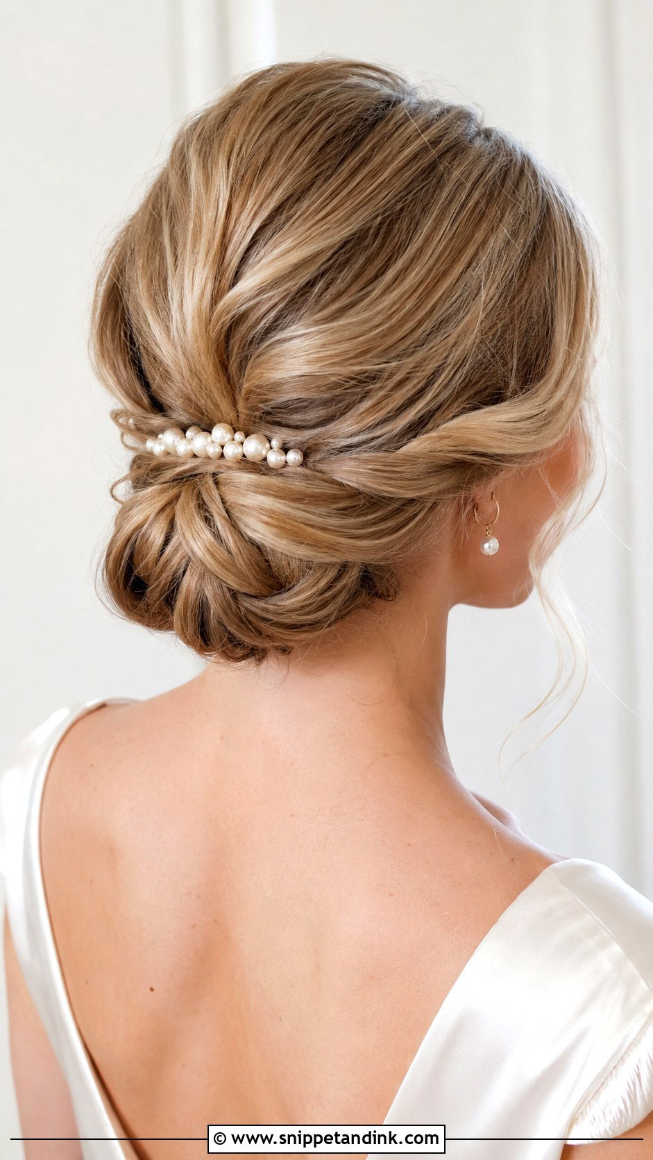 Pearl Wedding Hair Clip With Low Bun - Snippet and Ink - 15 Wedding Hair Clips Bridal Headpieces