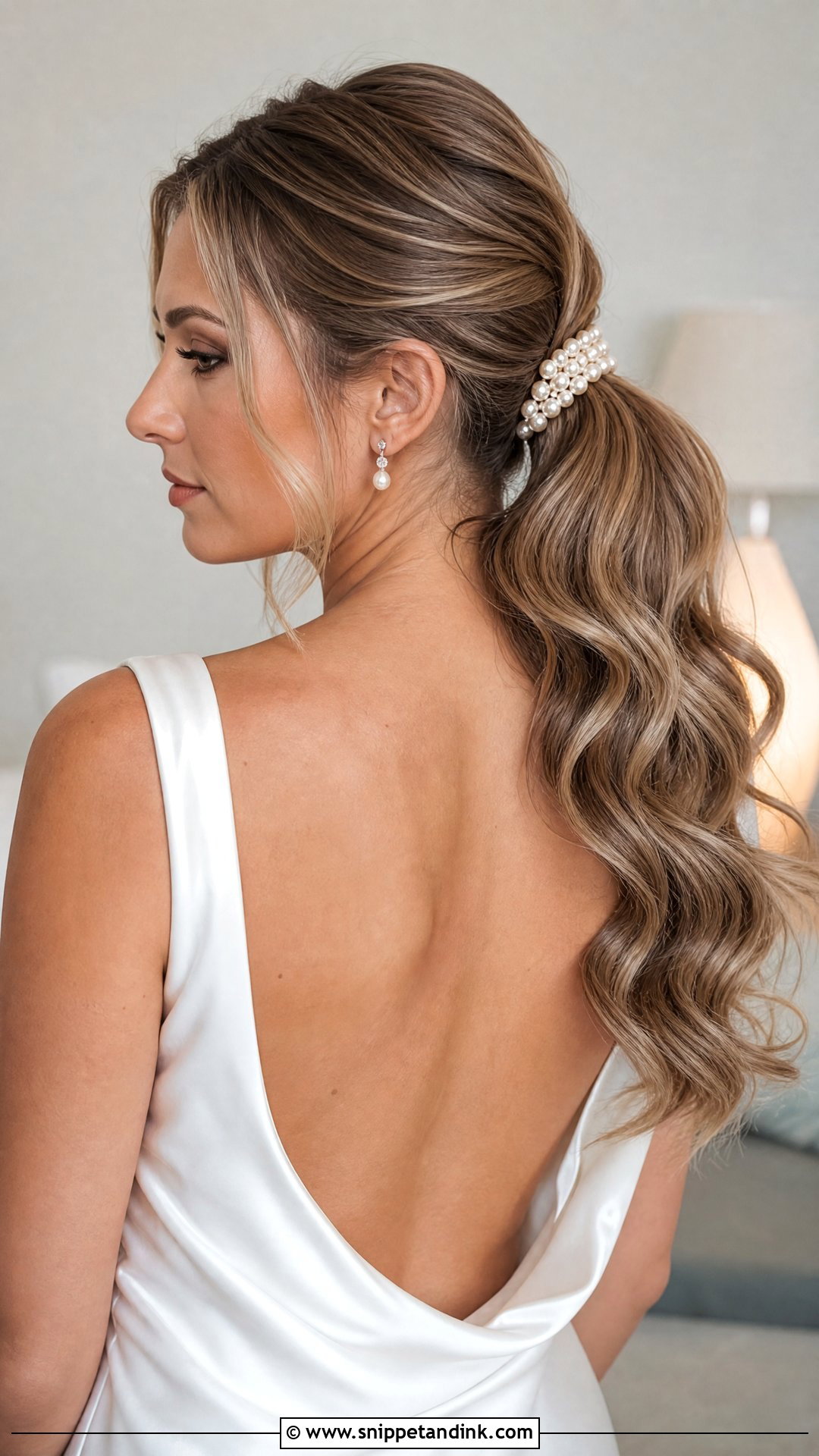 Pearl Wedding Low Ponytail - Snippet and Ink - 15 Wedding Low Ponytail Ideas