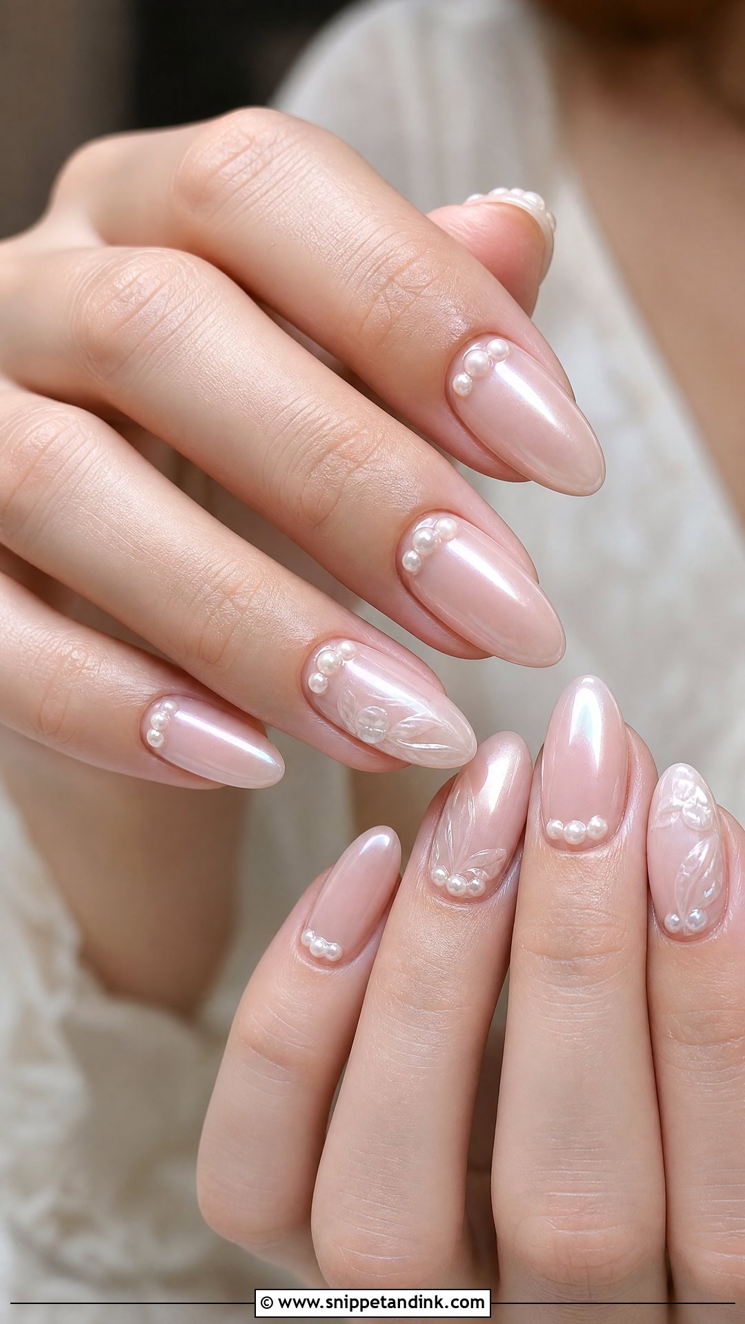 Pearl Wedding Nails - Snippet and Ink - 35 Wedding Nails Design