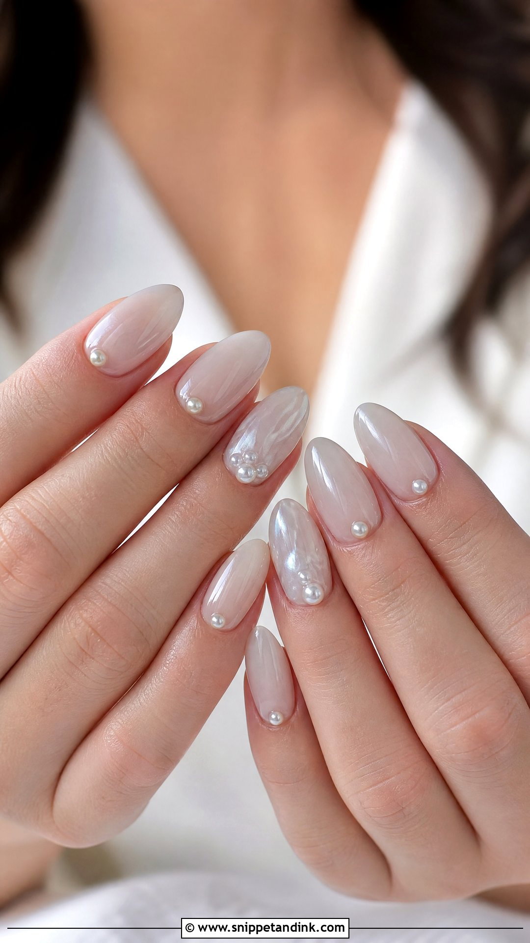 Pearl Wedding Nails - Snippet and Ink - 25 Nail Wedding for Bride Ideas