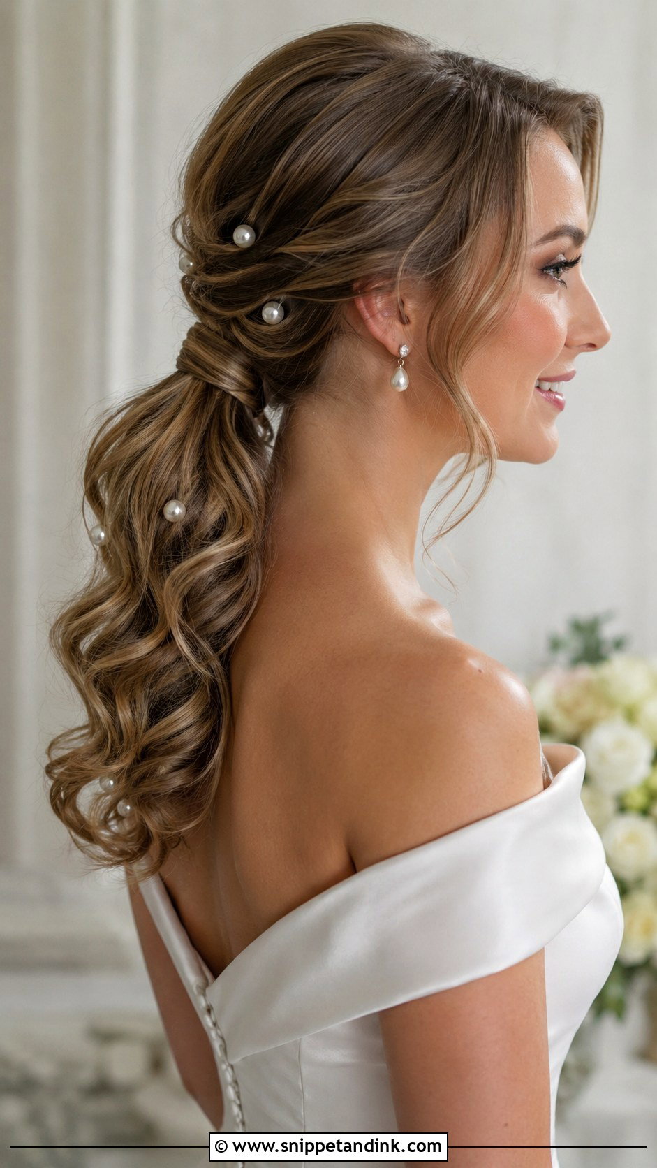 Pearl Wedding Ponytail Updo - Snippet and Ink - 15 Wedding Updos for Long Hair Ponytail
