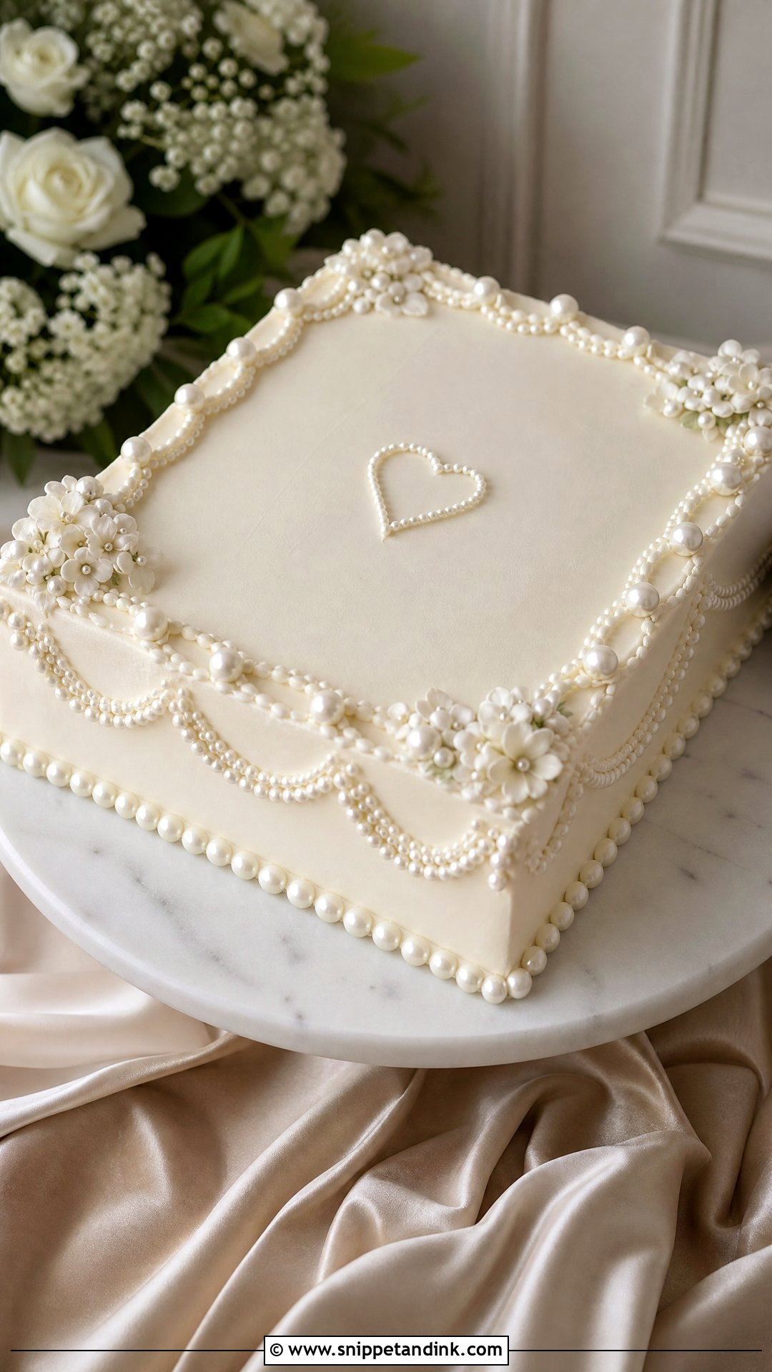 Pearl Wedding Sheet Cake - Snippet and Ink - 20 Wedding Sheet Cakes
