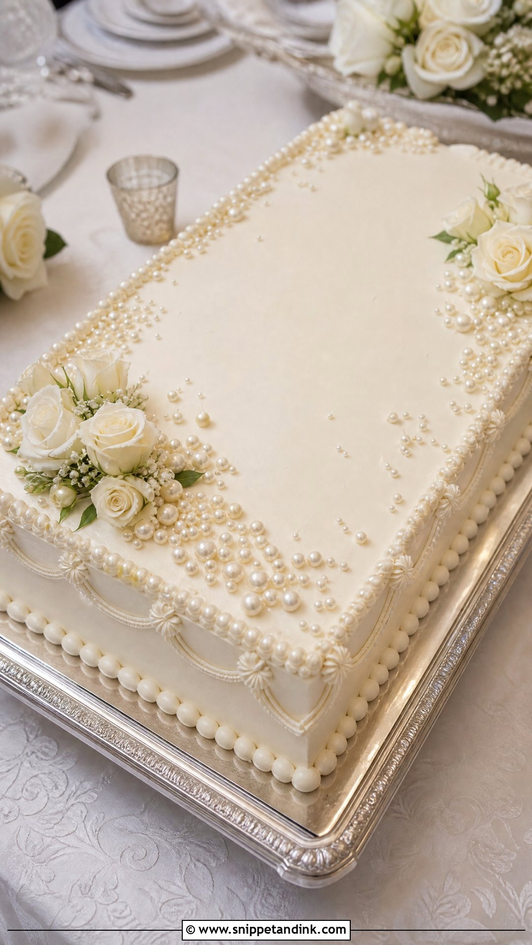 Pearl Wedding Sheet Cake - Snippet and Ink - 20 Wedding Sheet Cake Ideas