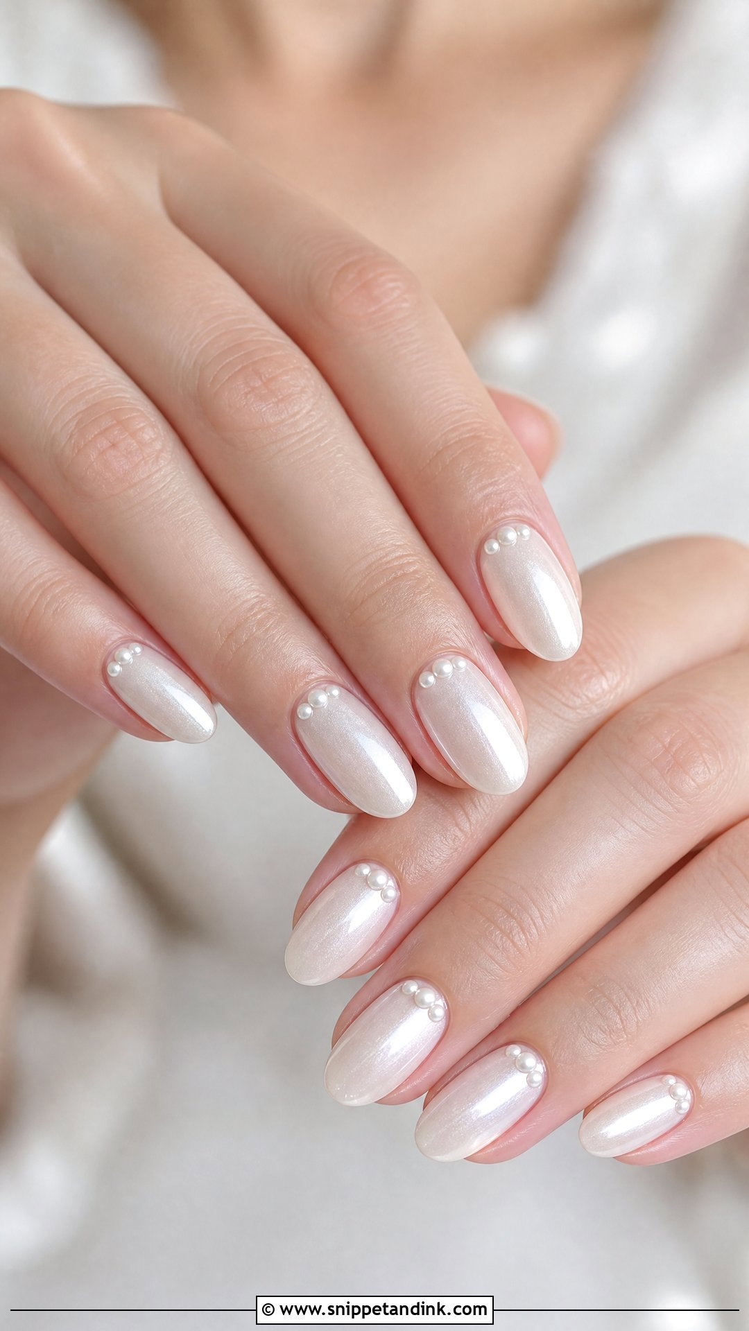 Pearl White Bridal Nails - Snippet and Ink - 25 White Bridal Nails