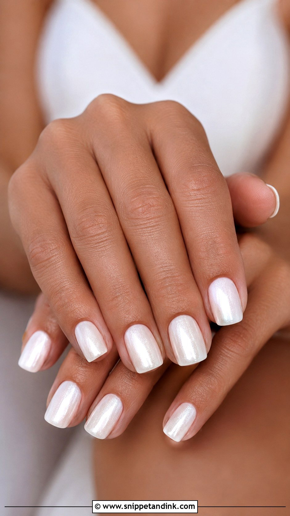 Pearl White Bridesmaid Wedding Nails - Snippet and Ink - 20 Winter Bridesmaid Wedding Nails