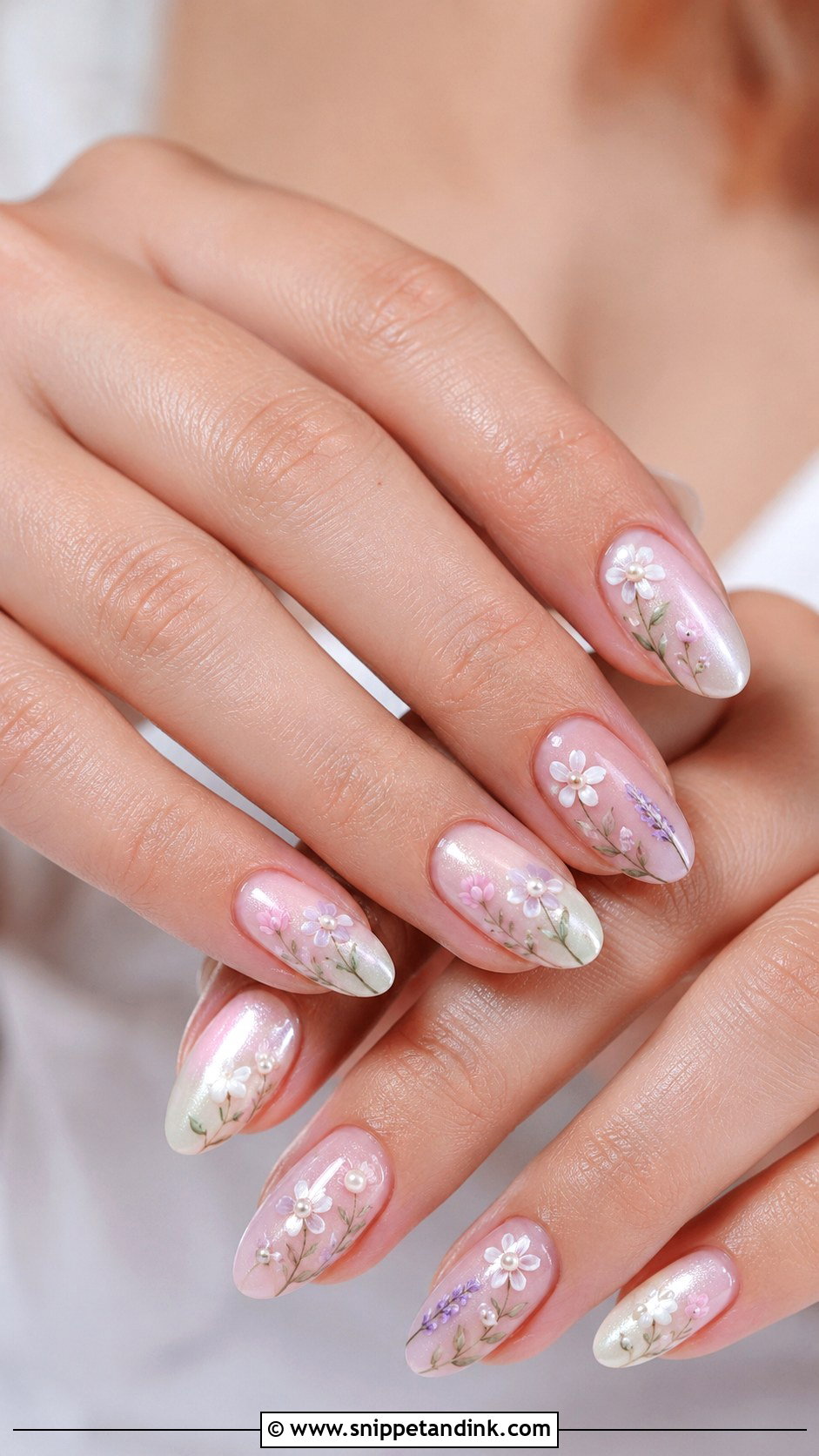 Pearl Wildflower Wedding Nails - Snippet and Ink - 20 Wildflower Wedding Nails