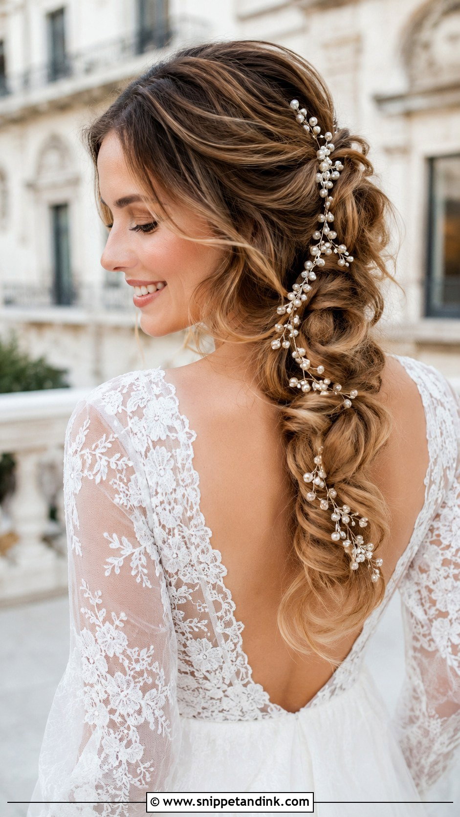 Pearl Wrapped Braid - Snippet and Ink - 20 Pearl Wedding Hair Ideas