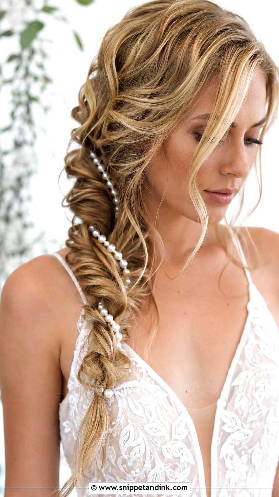 Pearl Wrapped Braid - Snippet and Ink - 20 Bridal Hair Pearls Ideas