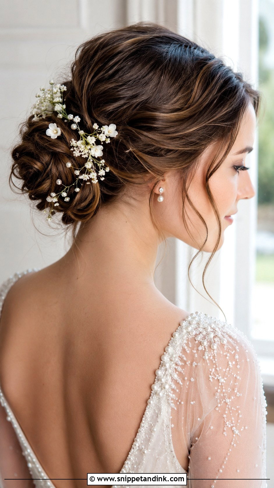 Pearl and Flower Bun - Snippet and Ink - 20 Bridal Hair Buns with Flowers