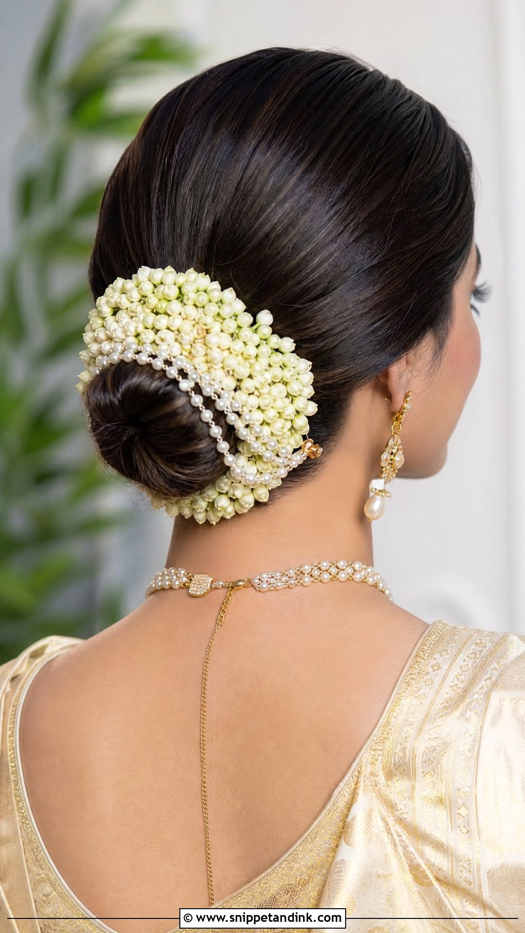 Pearl and Jasmine Bun - Snippet and Ink - 20 South Indian Bridal Hair Ideas