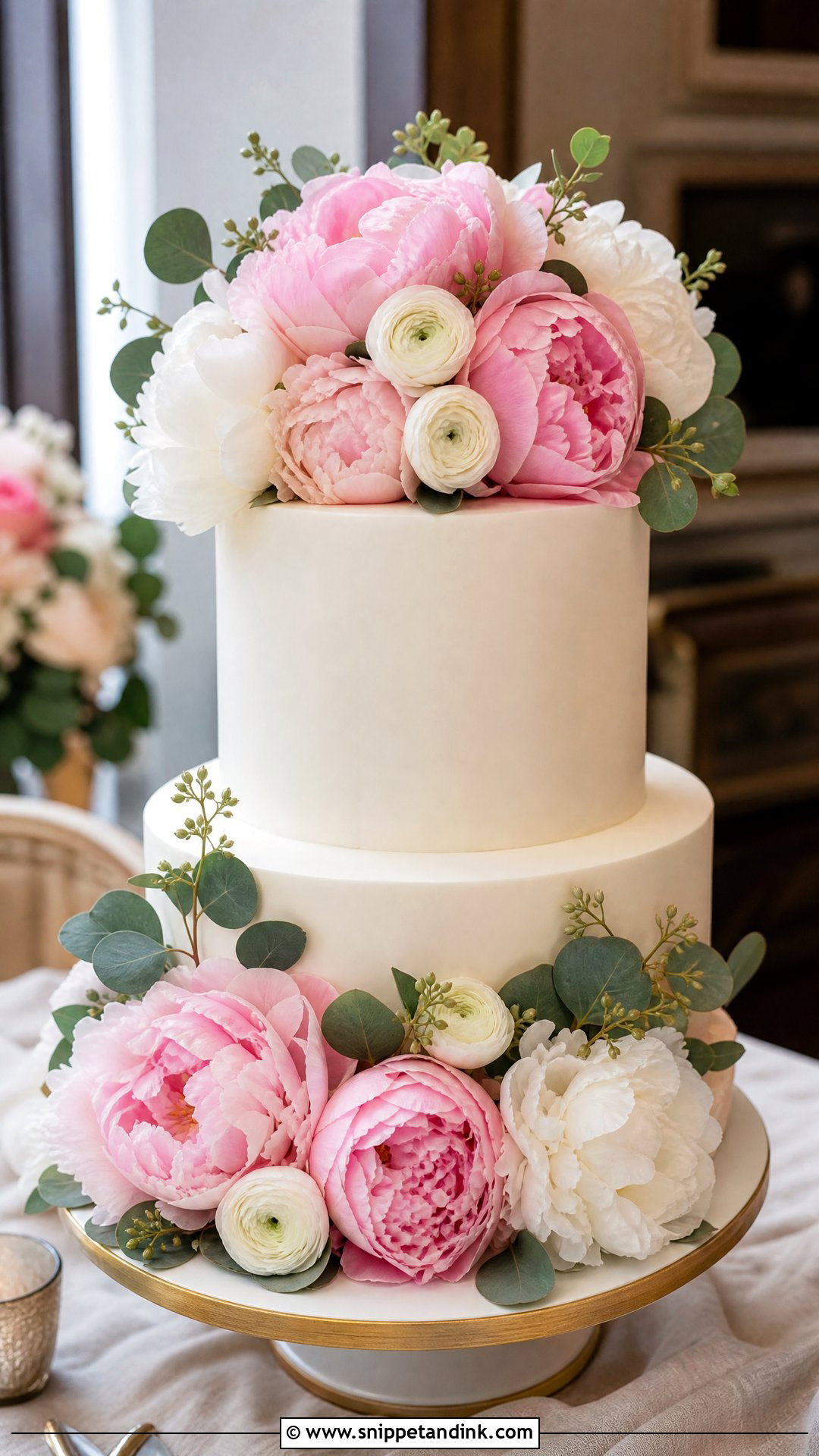 Peony Bouquet Wedding Cake - Snippet and Ink - 30 Cake Bouquet Ideas for Wedding