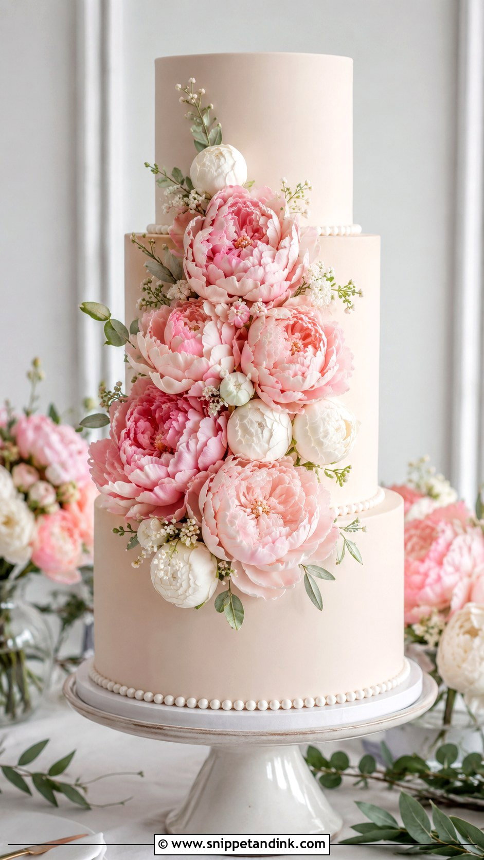 Peony Bouquet Wedding Cake - Snippet and Ink - 20 Bouquet Cake Design Ideas for Wedding