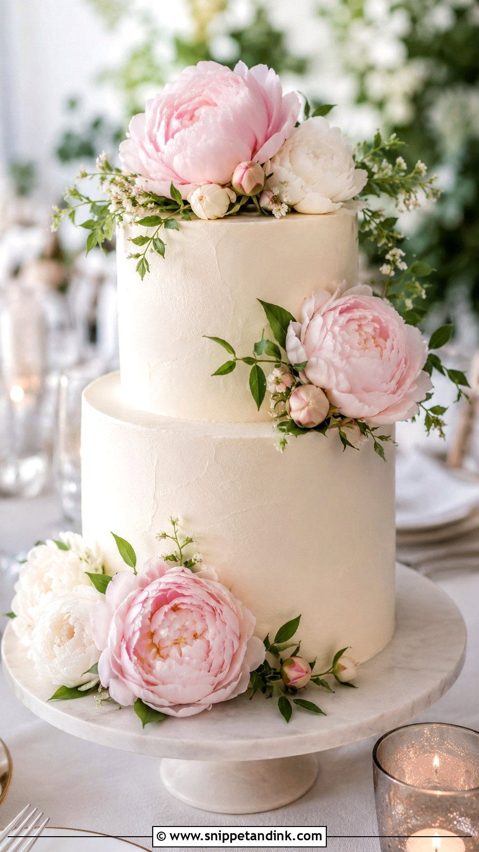 Peony Flower Wedding Cake - Snippet and Ink - 20 Flower Wedding Cake Ideas