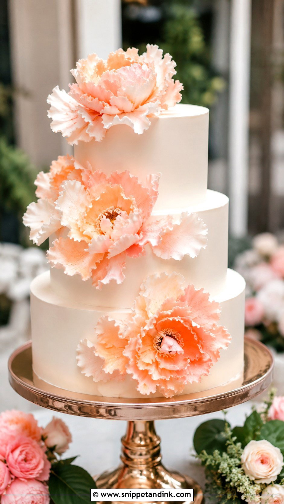 Peony Petal Wedding Cake - Snippet and Ink - 20 Flower Petal Wedding Cake Ideas