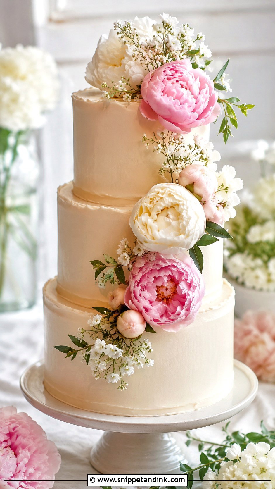 Peony Wedding Cake - Snippet and Ink - 20 Floral Wedding Cakes