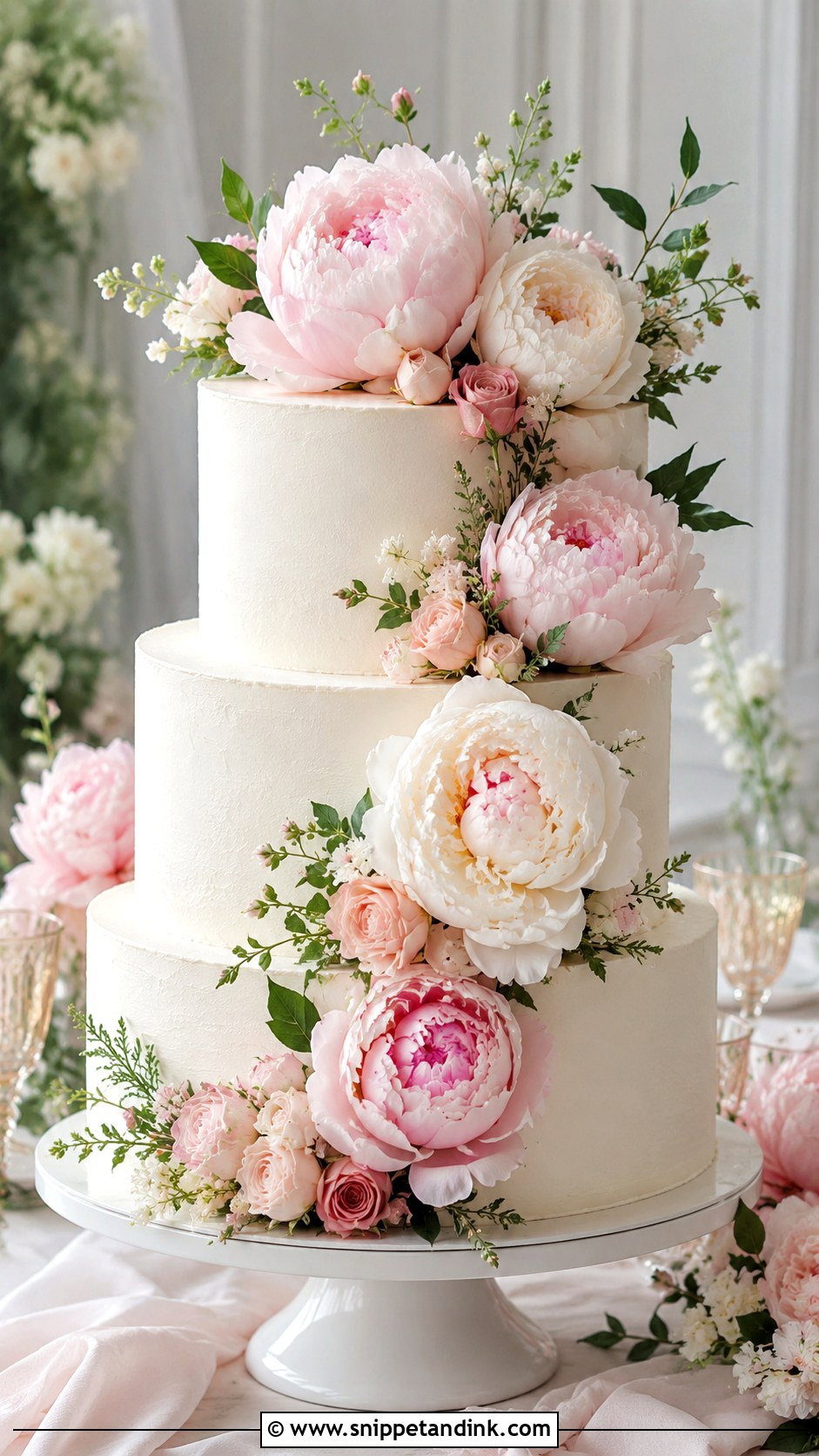 Peony Wedding Cake - Snippet and Ink - 20 Flower Cakes for Wedding