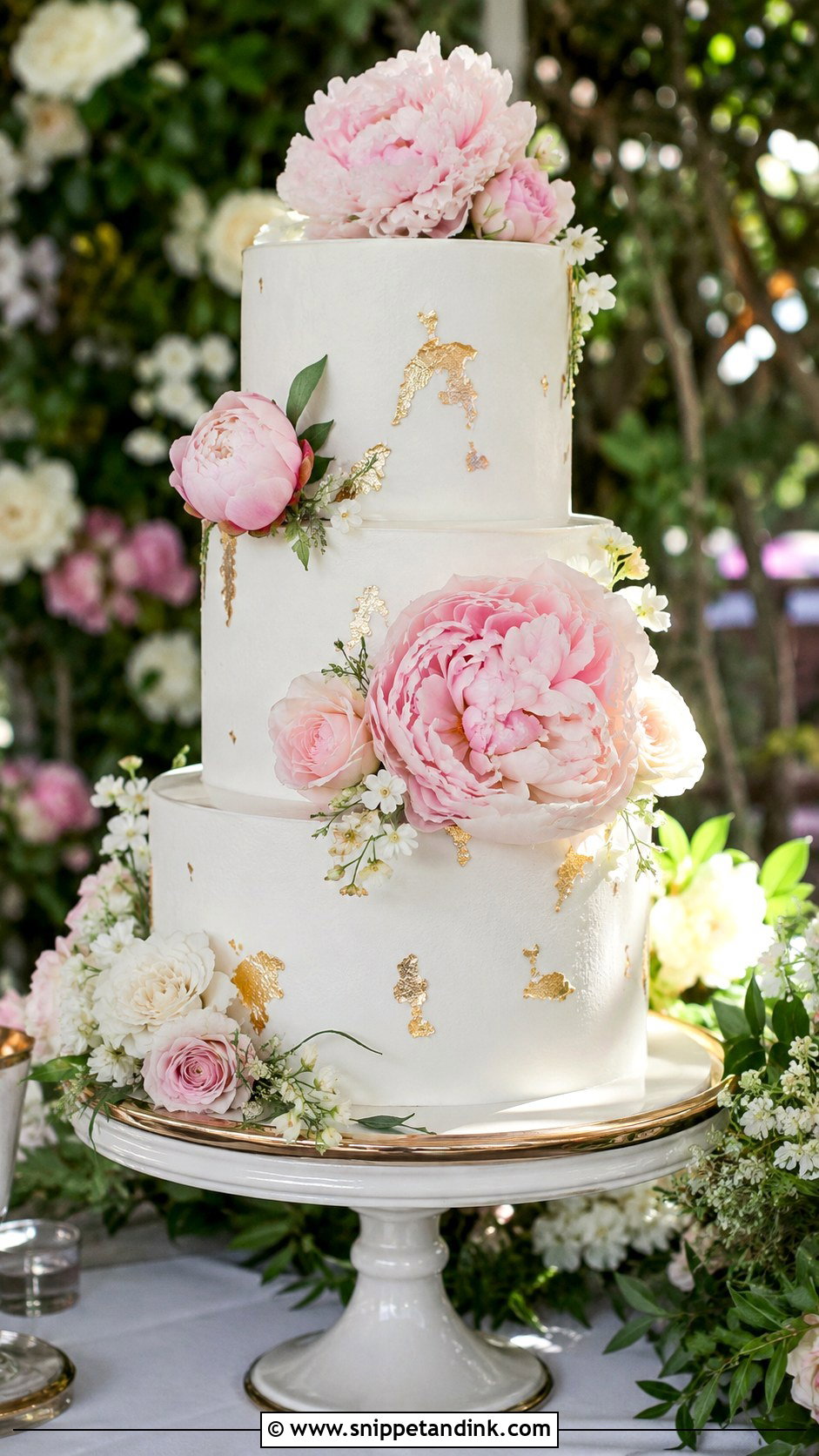 Peony Wedding Cake - Snippet and Ink - 20 Garden Wedding Cake Ideas