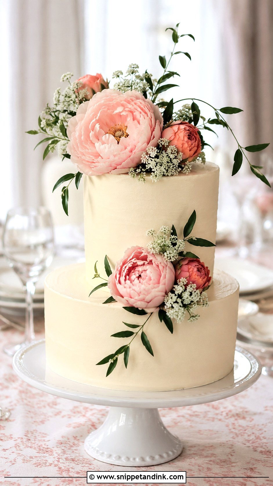 Peony Wedding Cake - Snippet and Ink - 20 Modern Floral Wedding Cake Ideas