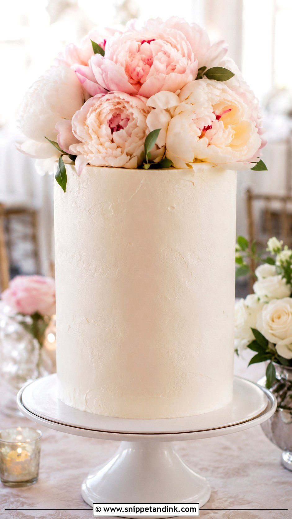Peony Wedding Cake - Snippet and Ink - 20 Spring Flower Cake Ideas for Wedding