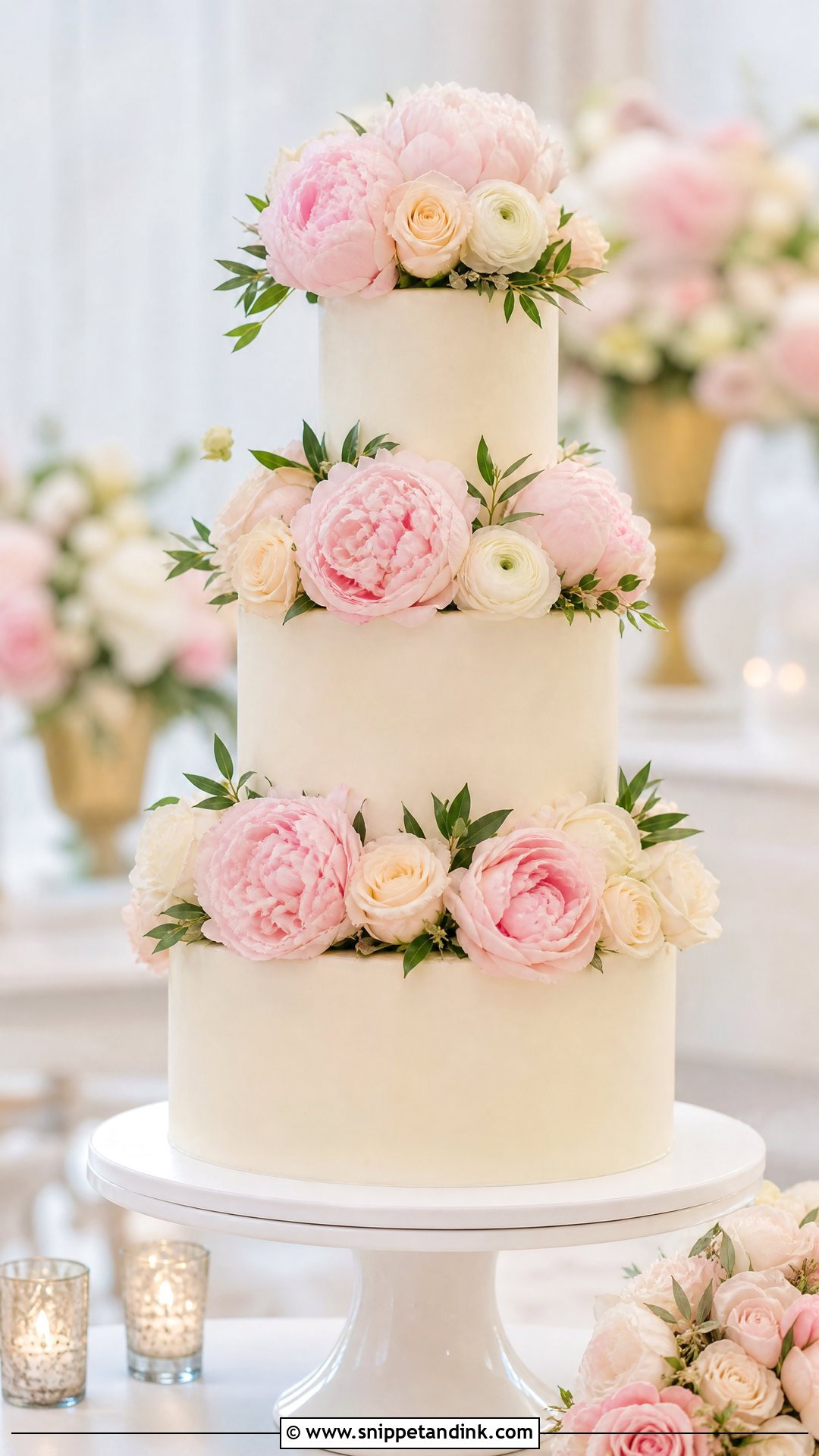 Peony Wedding Cake - Snippet and Ink - 20 Wedding Cake with Flowers
