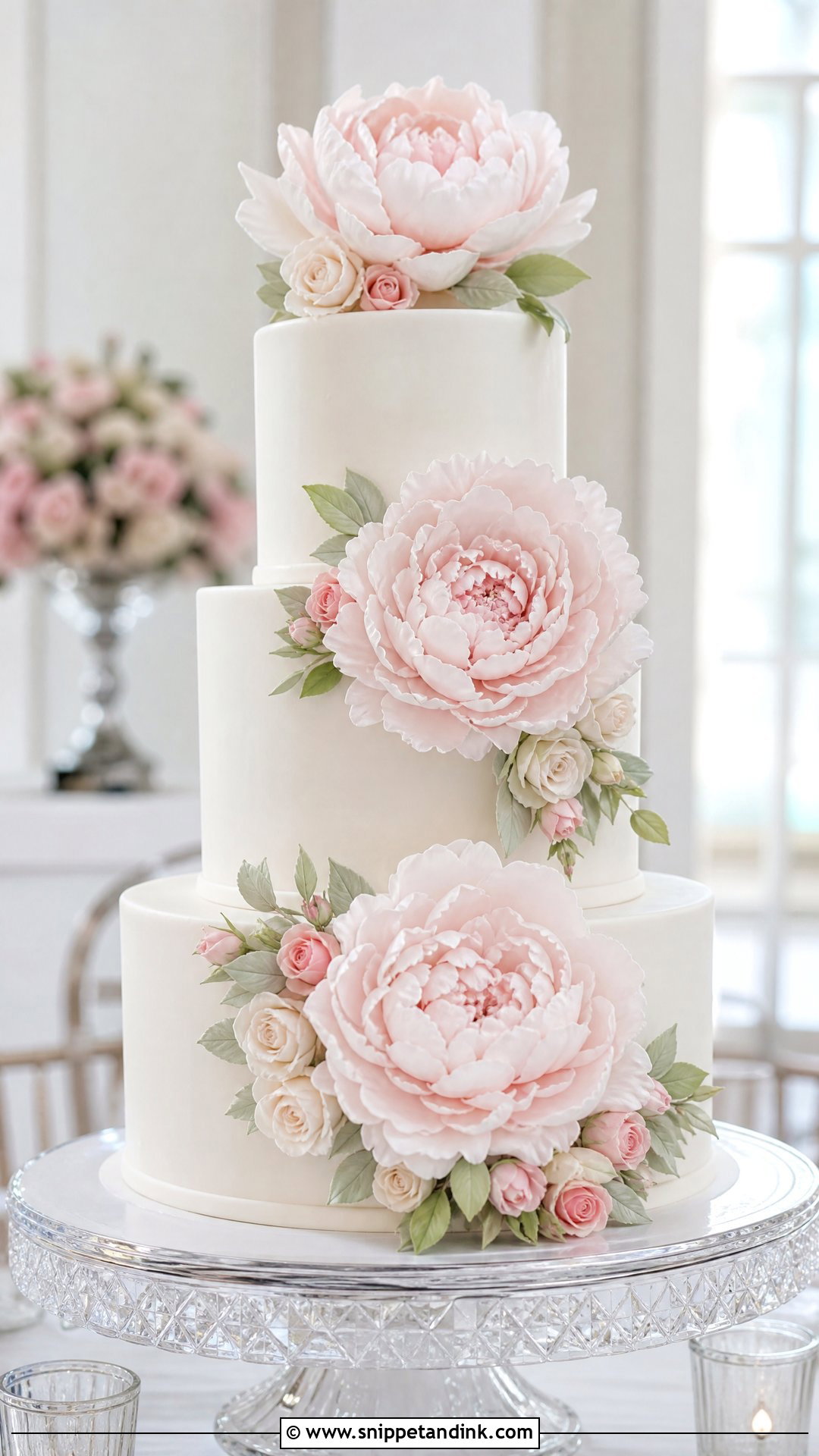 Peony Wedding Cake - Snippet and Ink - 25 Flower Theme Cake Ideas for Wedding