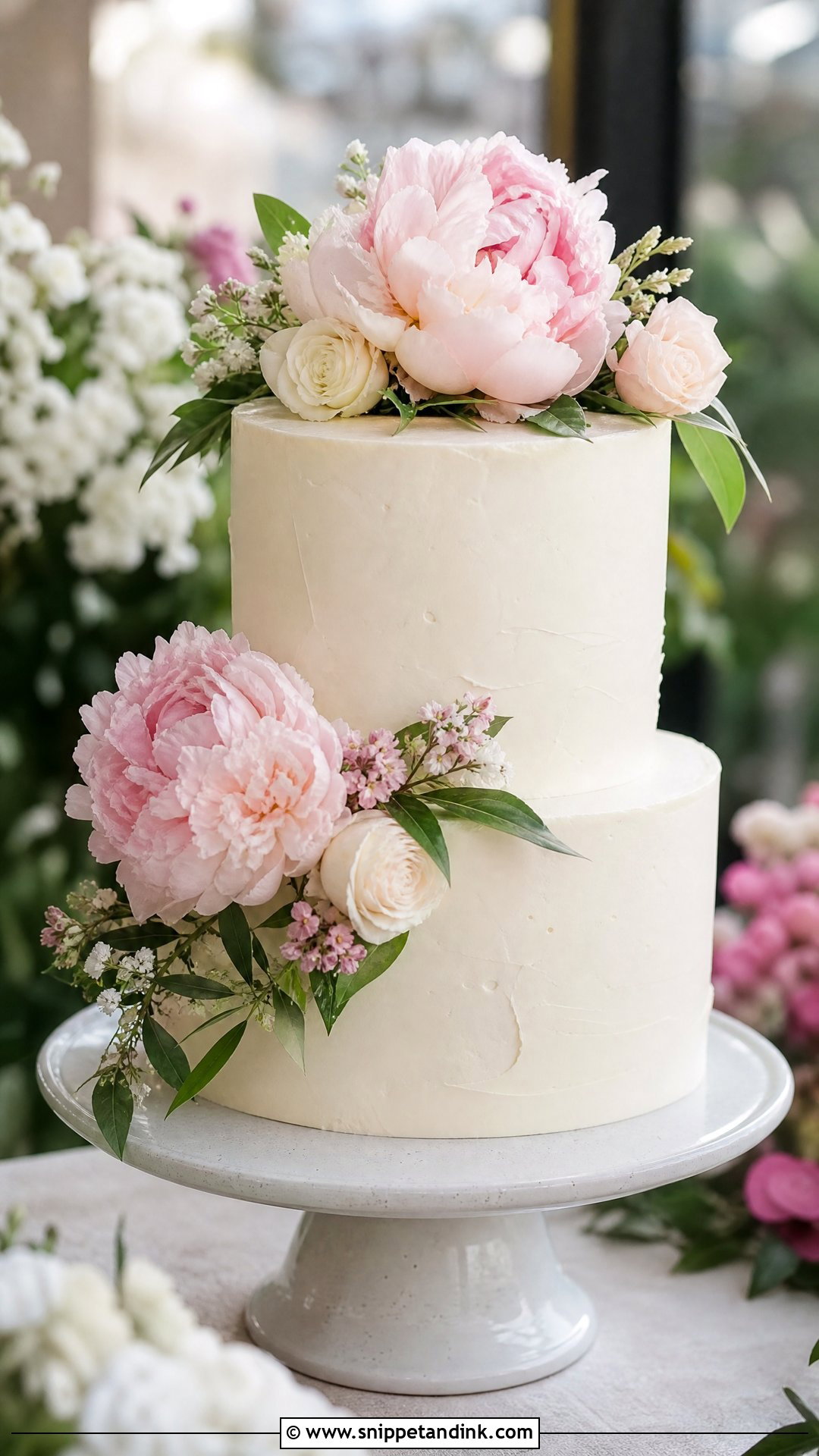 Peony Wedding Cake - Snippet and Ink - 25 Flowers on Cake Ideas for Wedding