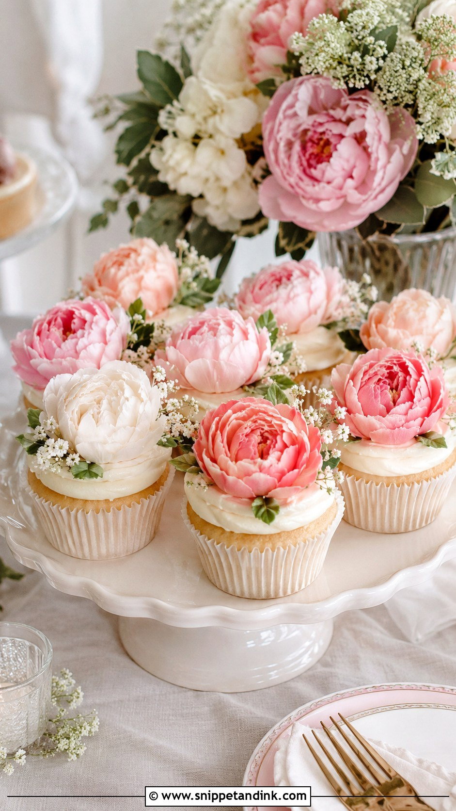Peony Wedding Cupcakes - Snippet and Ink - 20 Cupcake Ideas with Flowers for Wedding