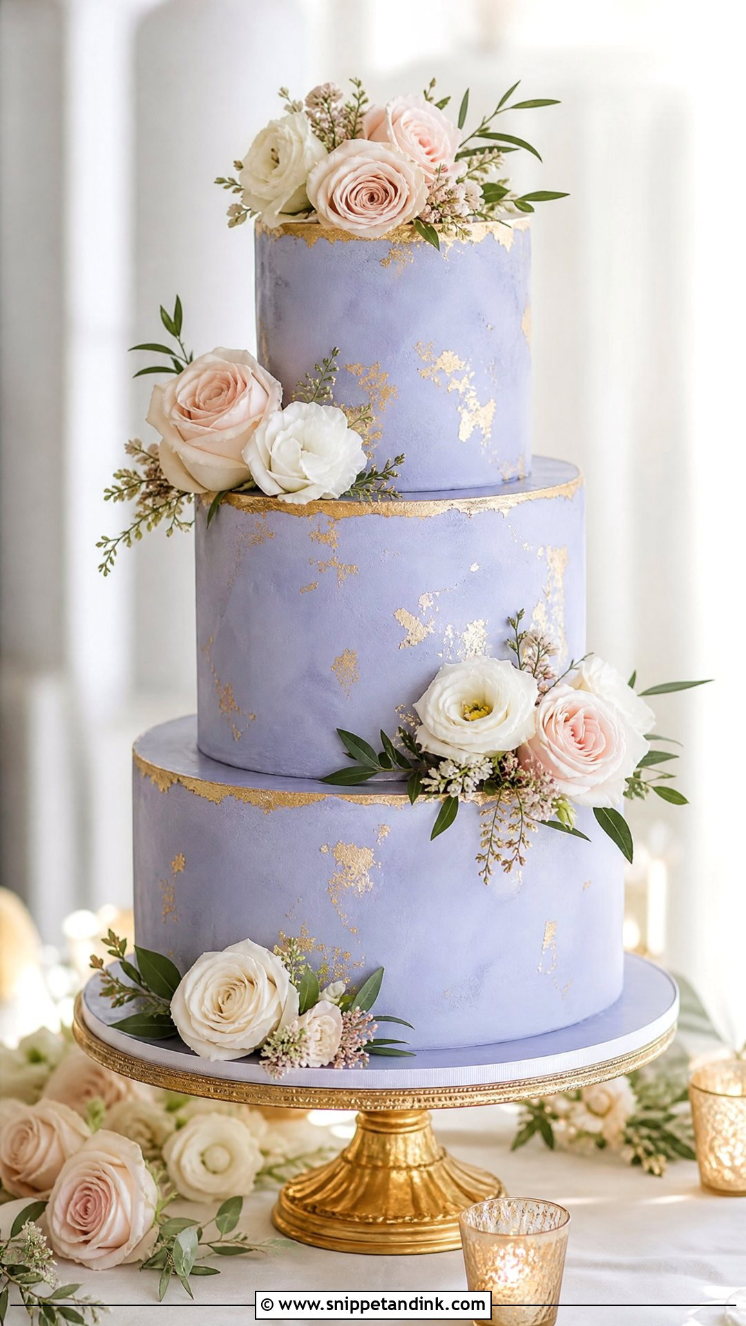 Periwinkle And Gold Wedding Cake - Snippet and Ink - 20 Periwinkle Cake Ideas for Wedding