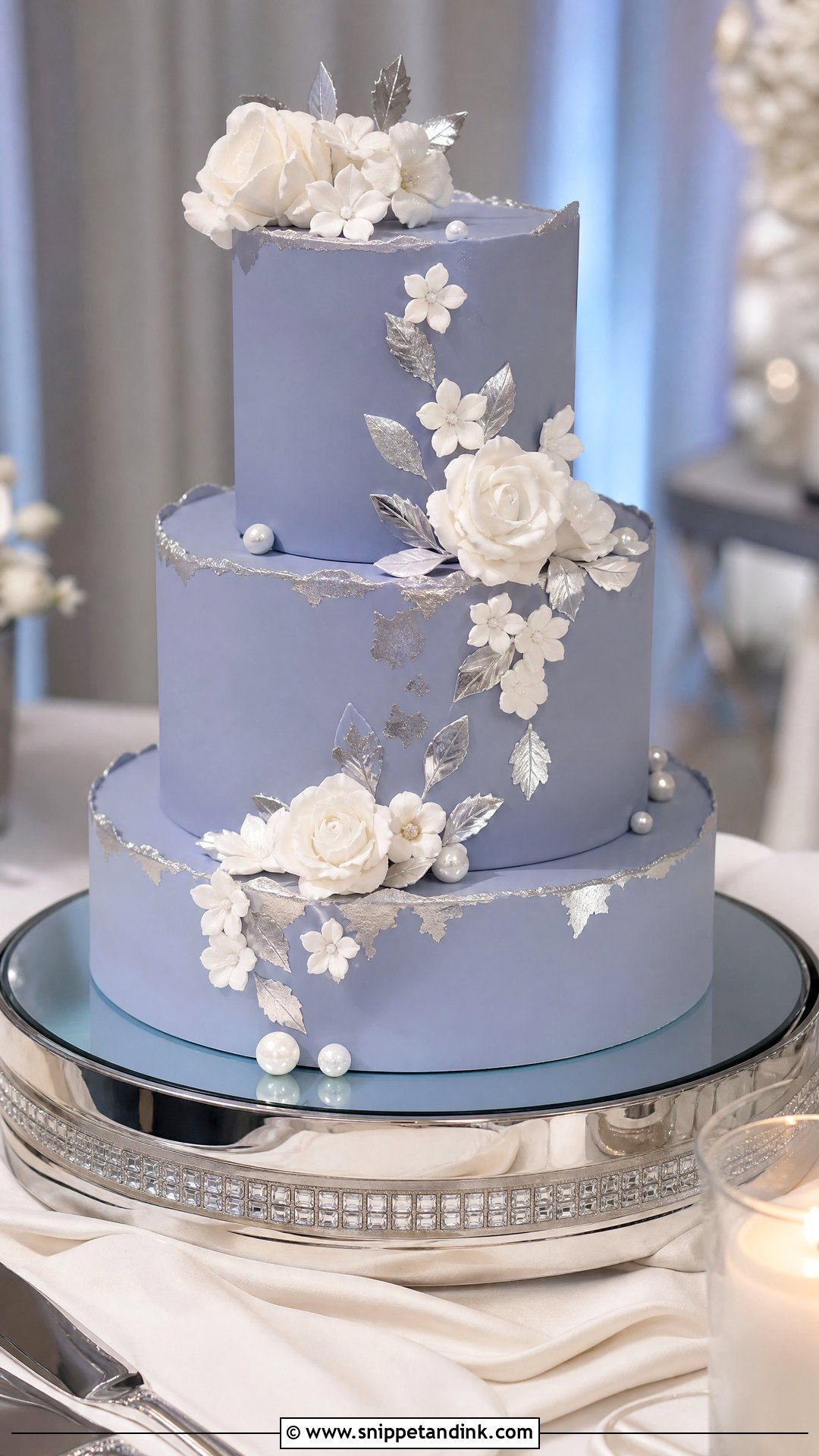 Periwinkle And Silver Wedding Cake - Snippet and Ink - 20 Periwinkle Cake Ideas for Wedding
