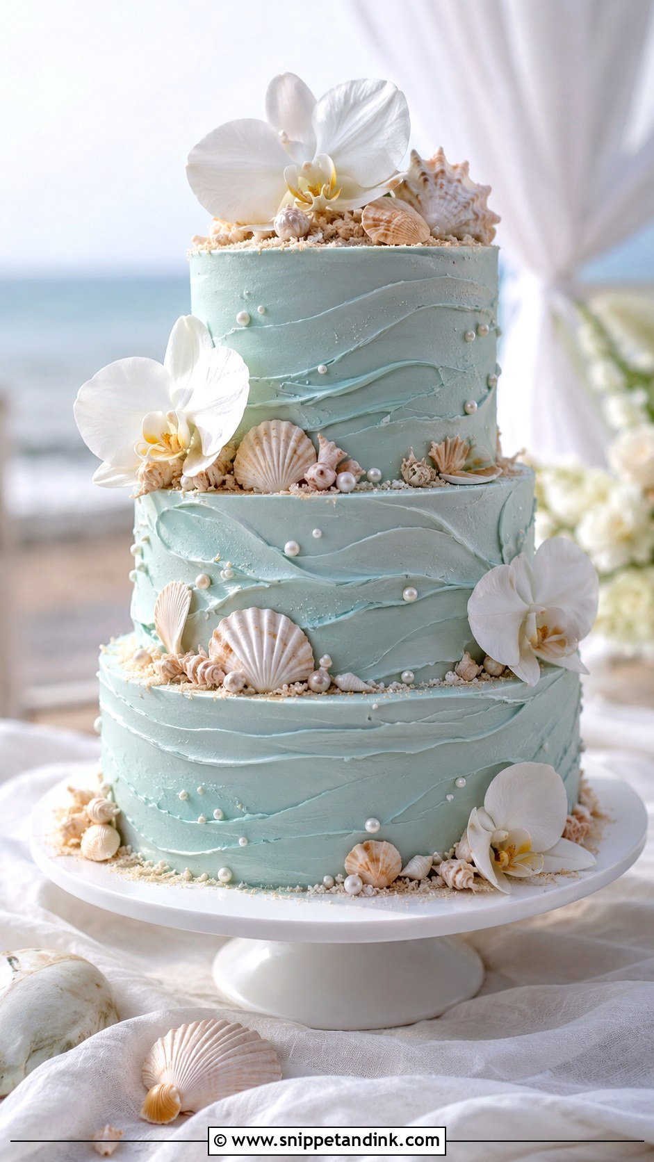 Periwinkle Beach Wedding Cake - Snippet and Ink - 25 Periwinkle Wedding Cake Ideas