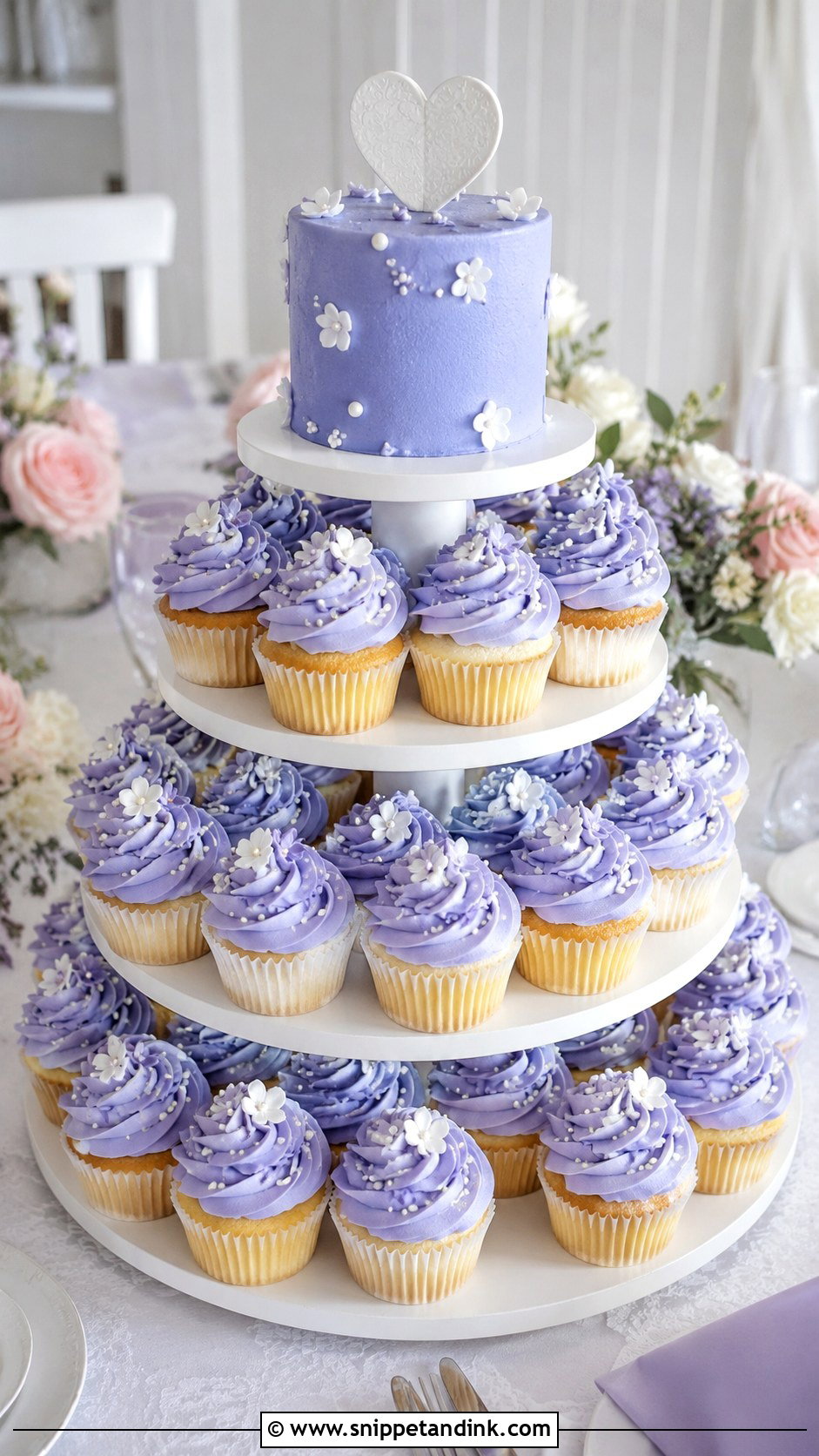 Periwinkle Cupcake Wedding Cake - Snippet and Ink - 25 Periwinkle Wedding Cake Ideas
