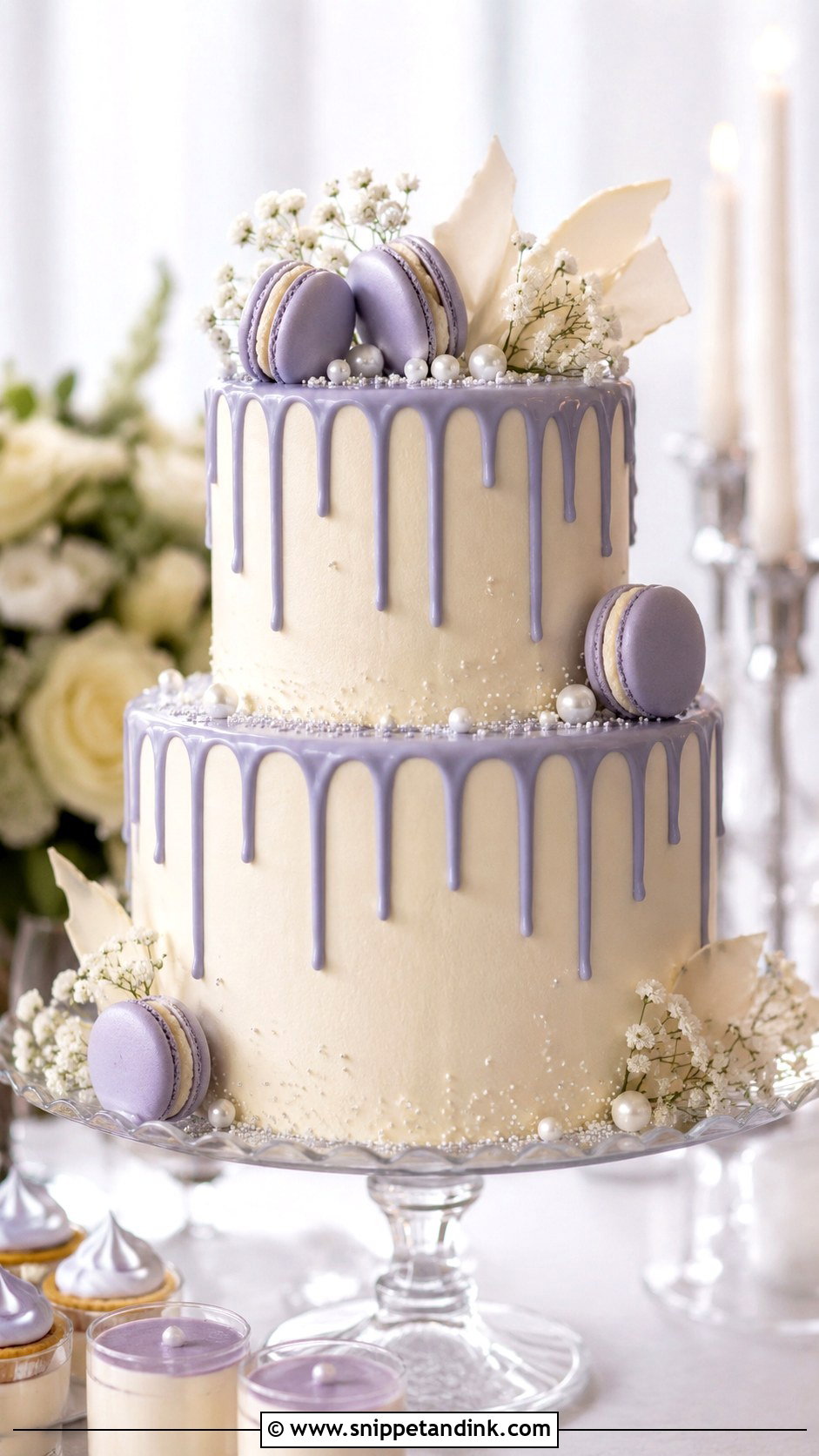 Periwinkle Drip Wedding Cake - Snippet and Ink - 25 Periwinkle Wedding Cake Ideas