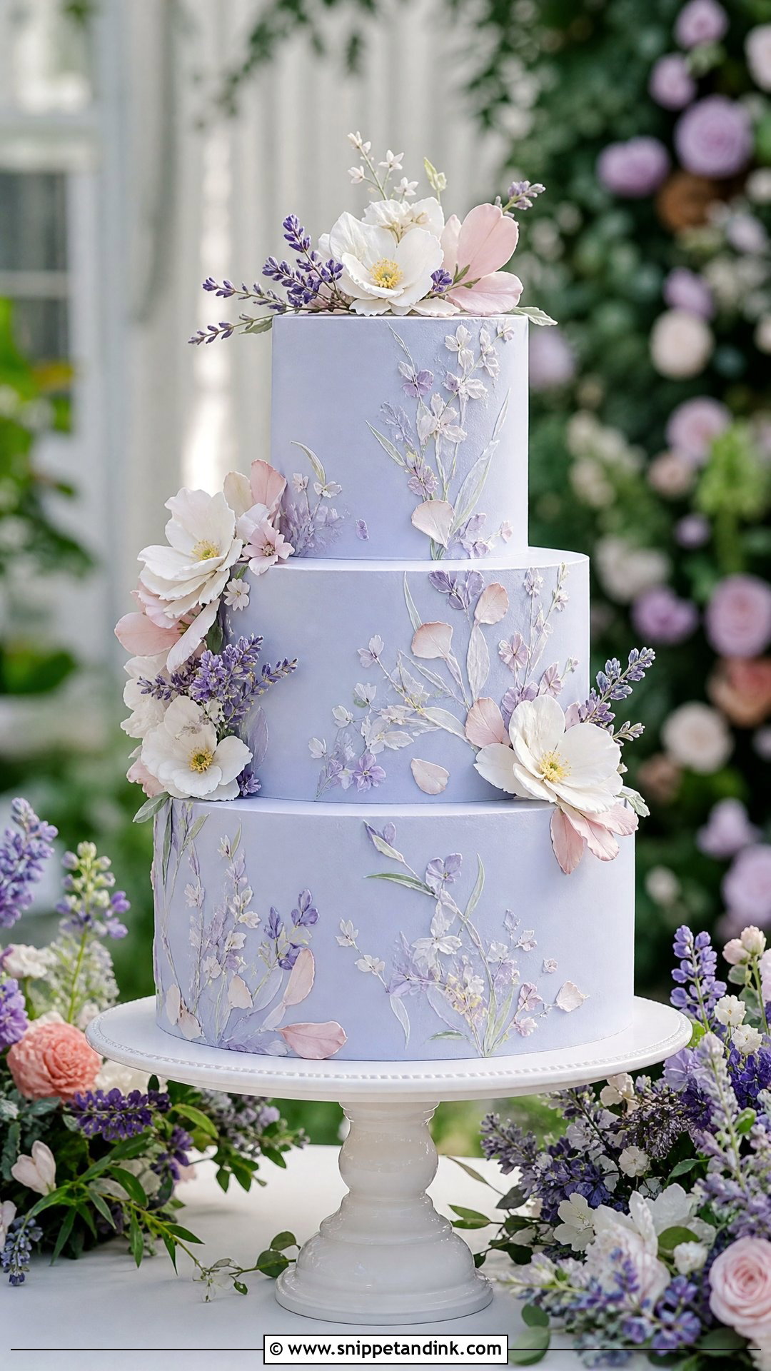 Periwinkle Floral Wedding Cake - Snippet and Ink - 20 Periwinkle Cake Ideas for Wedding