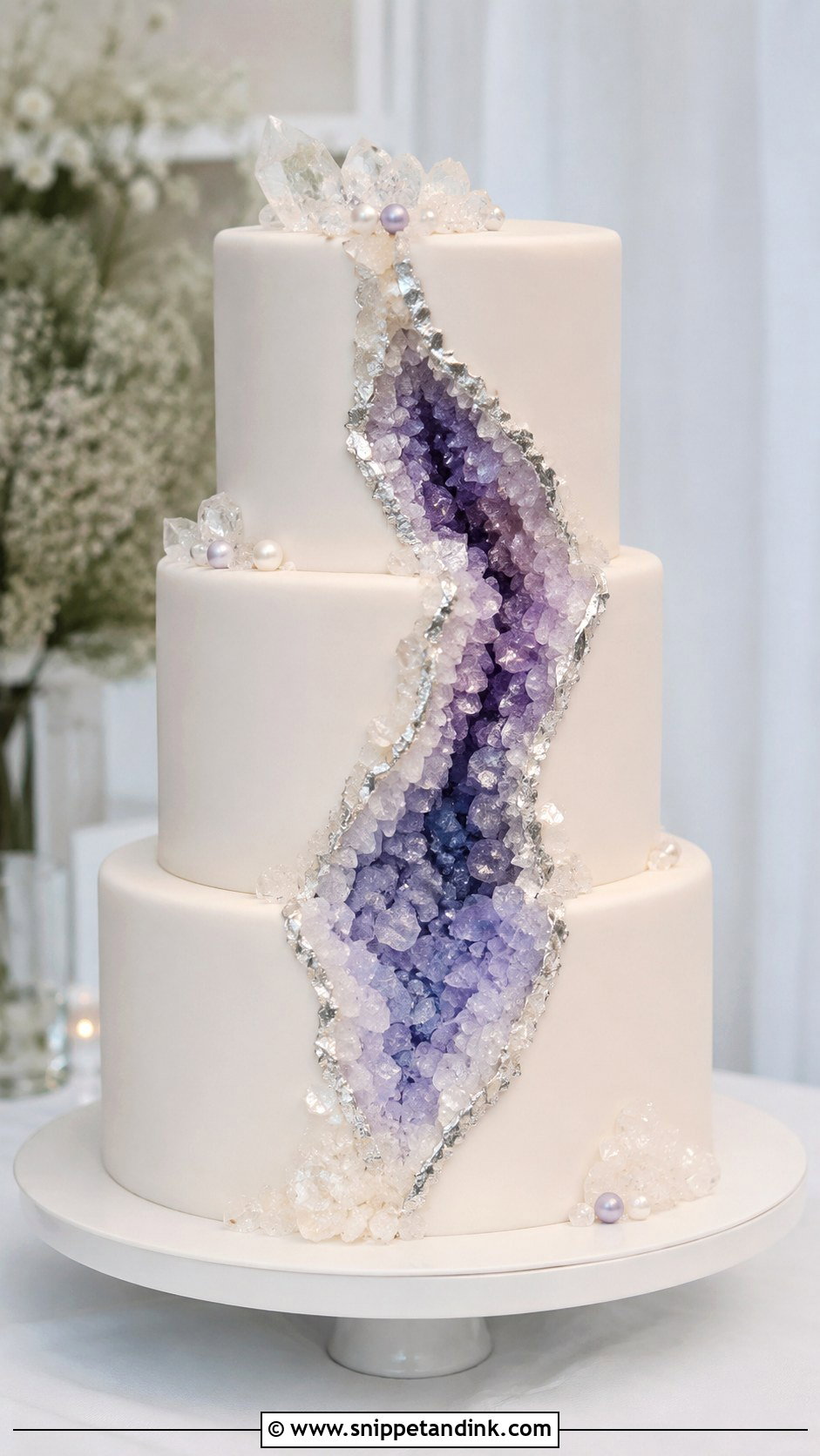Periwinkle Geode Wedding Cake - Snippet and Ink - 25 Periwinkle Wedding Cake Ideas