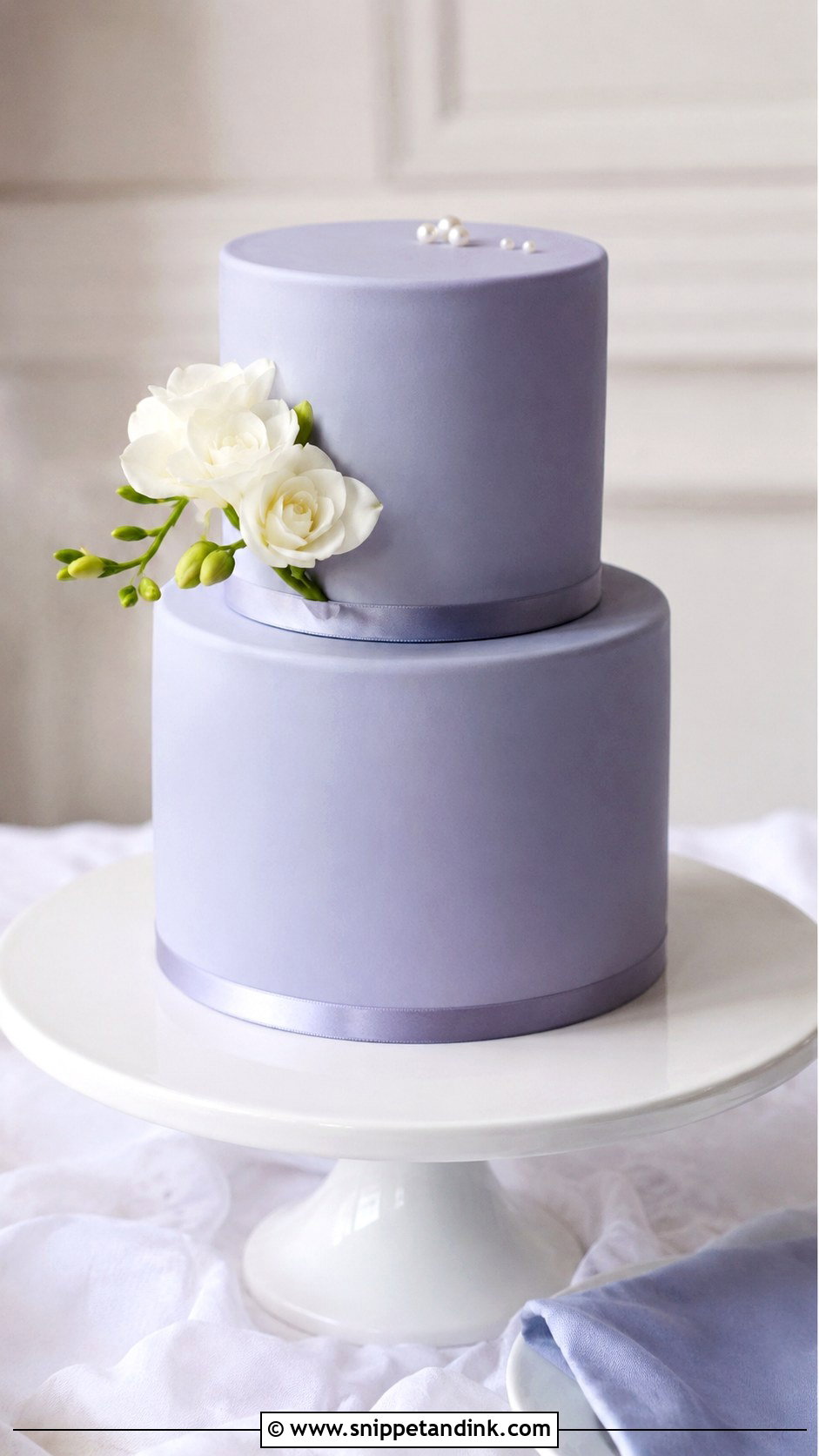 Periwinkle Minimalist Wedding Cake - Snippet and Ink - 25 Periwinkle Wedding Cake Ideas
