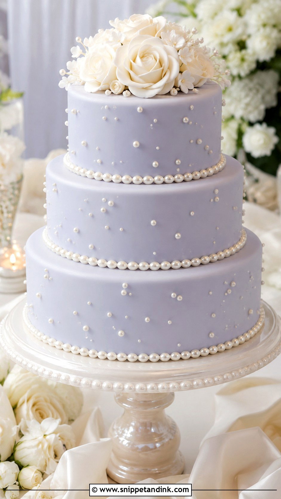 Periwinkle Pearl Wedding Cake - Snippet and Ink - 25 Periwinkle Wedding Cake Ideas
