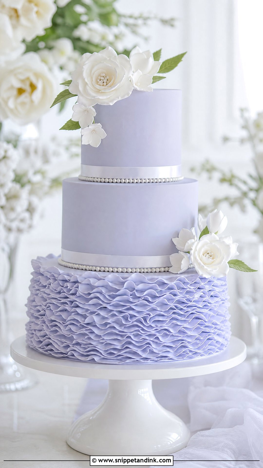 Periwinkle Ruffle Wedding Cake - Snippet and Ink - 20 Periwinkle Cake Ideas for Wedding
