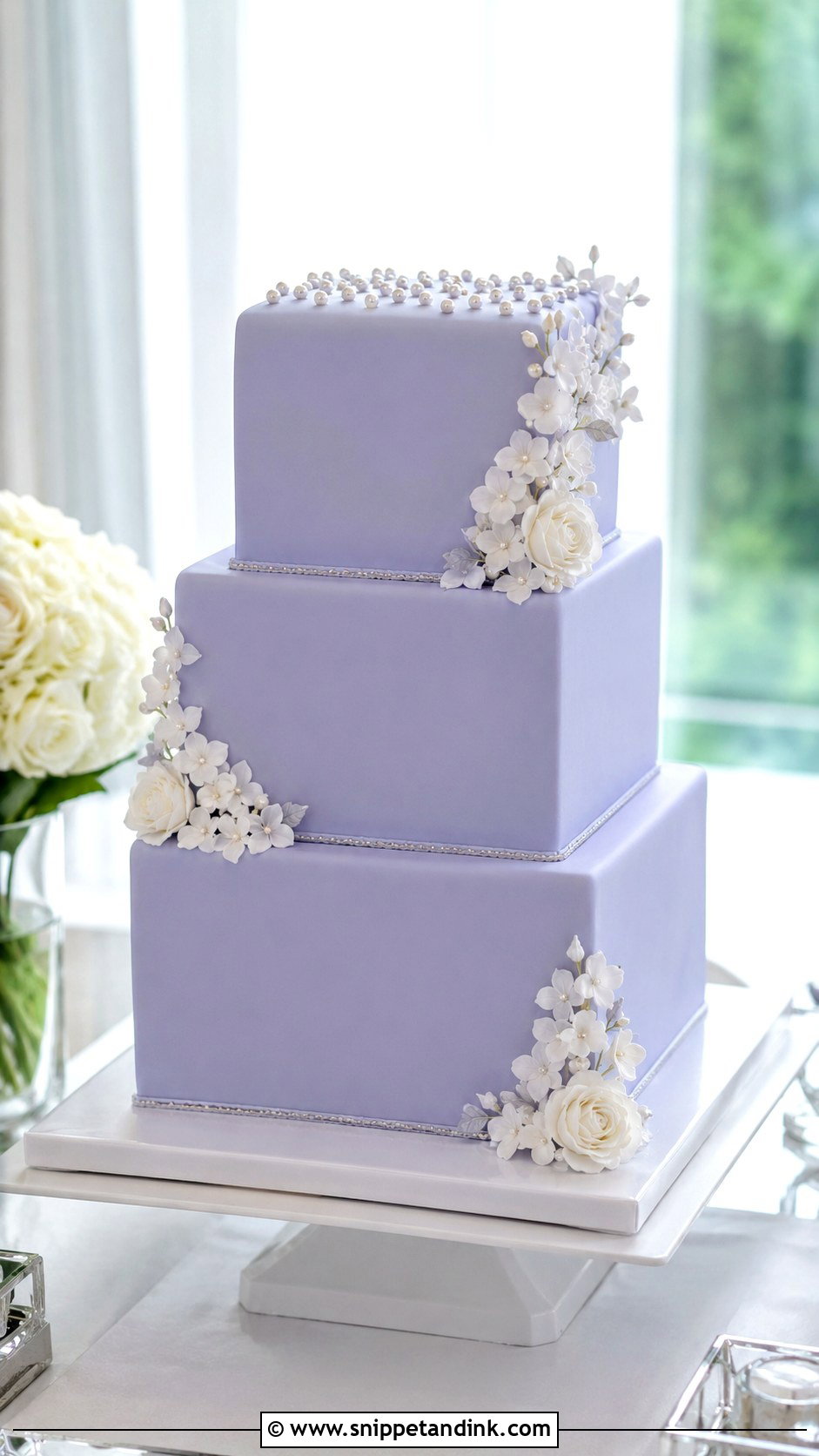 Periwinkle Square Wedding Cake - Snippet and Ink - 25 Periwinkle Wedding Cake Ideas