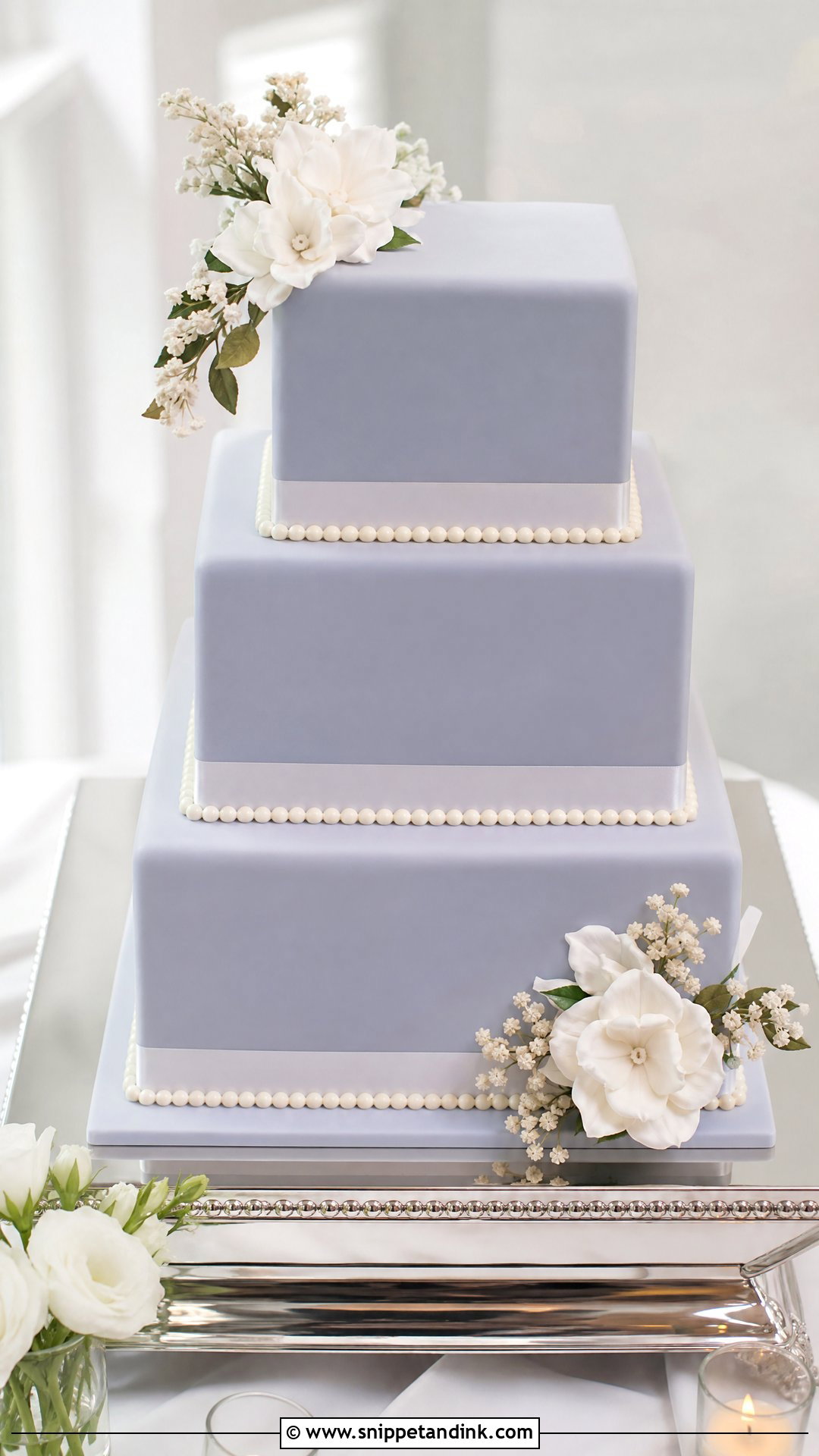 Periwinkle Square Wedding Cake - Snippet and Ink - 20 Periwinkle Cake Ideas for Wedding