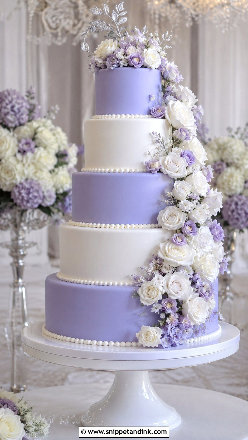 Periwinkle Tall Tier Wedding Cake - Snippet and Ink - 25 Periwinkle Wedding Cake Ideas