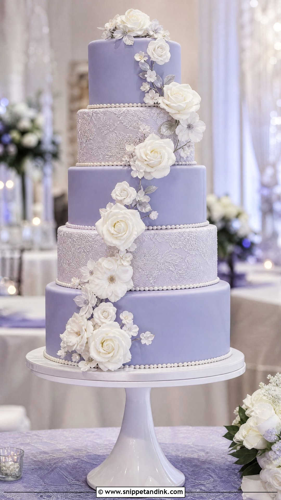 Periwinkle Tiered Wedding Cake - Snippet and Ink - 20 Periwinkle Cake Ideas for Wedding